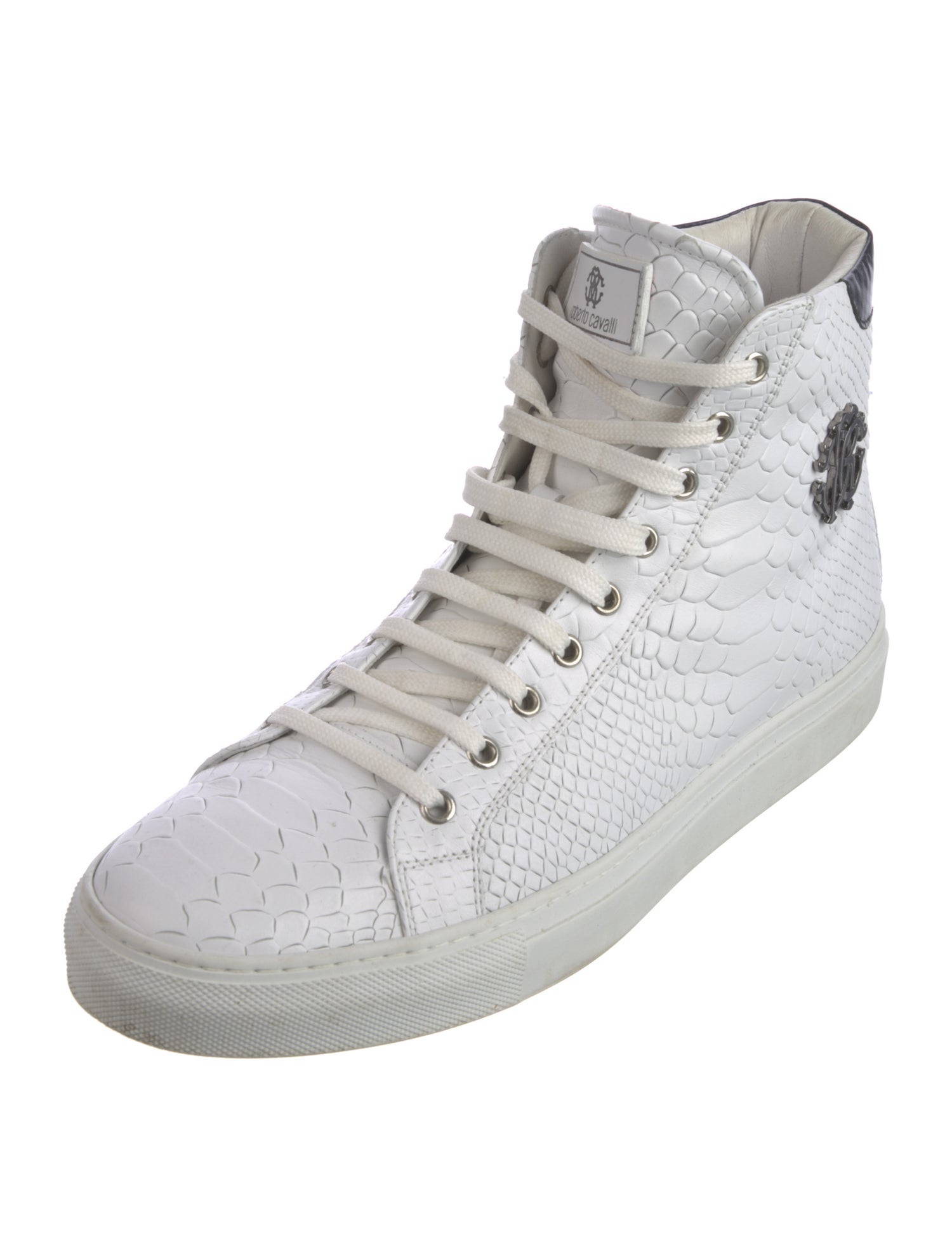 Roberto Cavalli Embossed Leather Sneakers