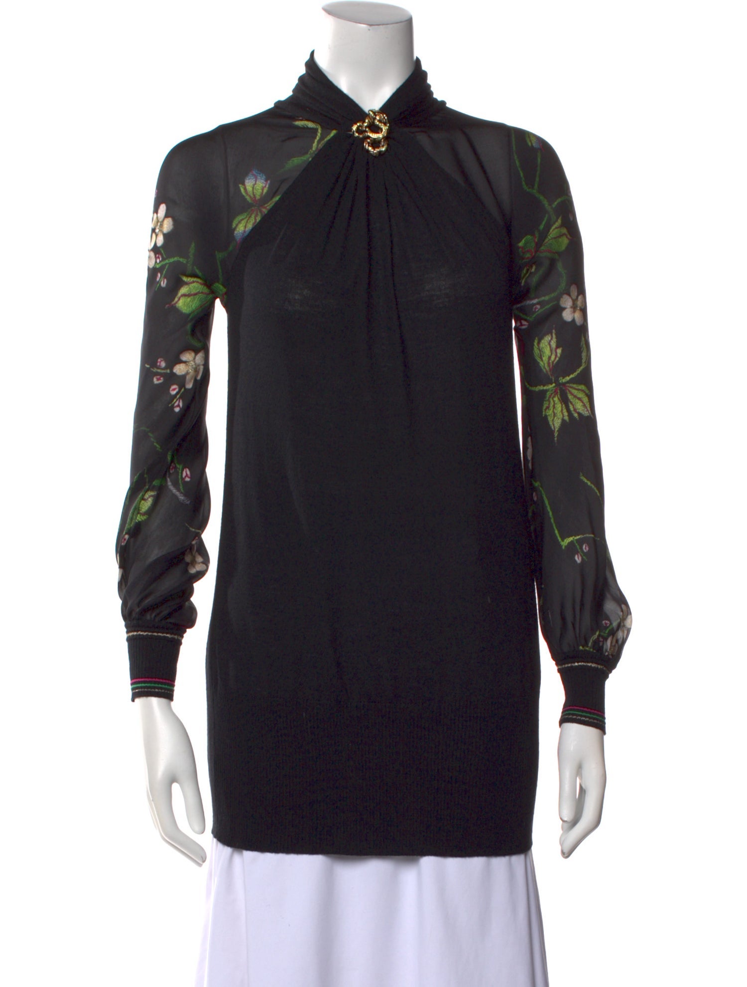 Roberto Cavalli Wool Graphic Print Top