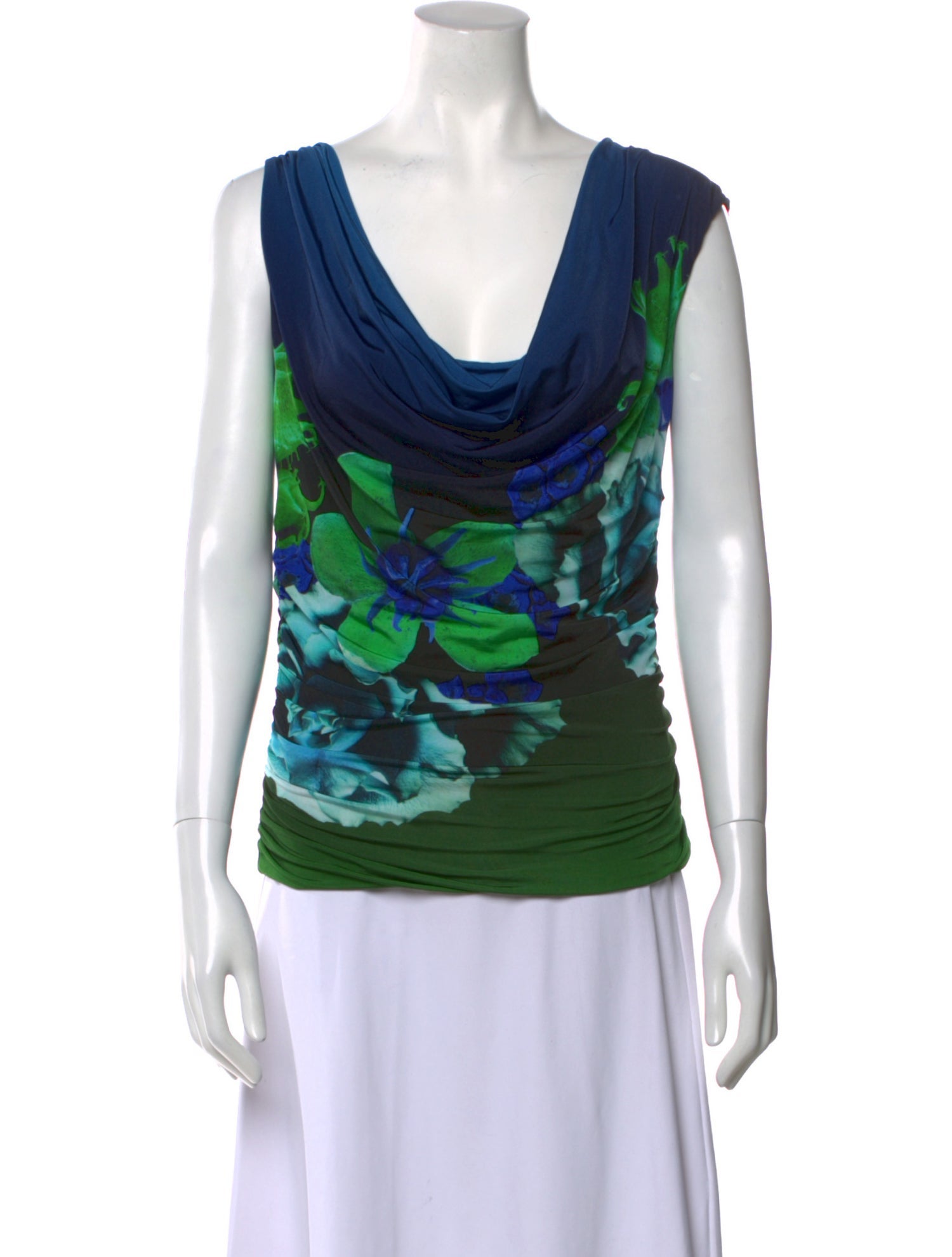 Roberto Cavalli Printed Cowl Neck Top