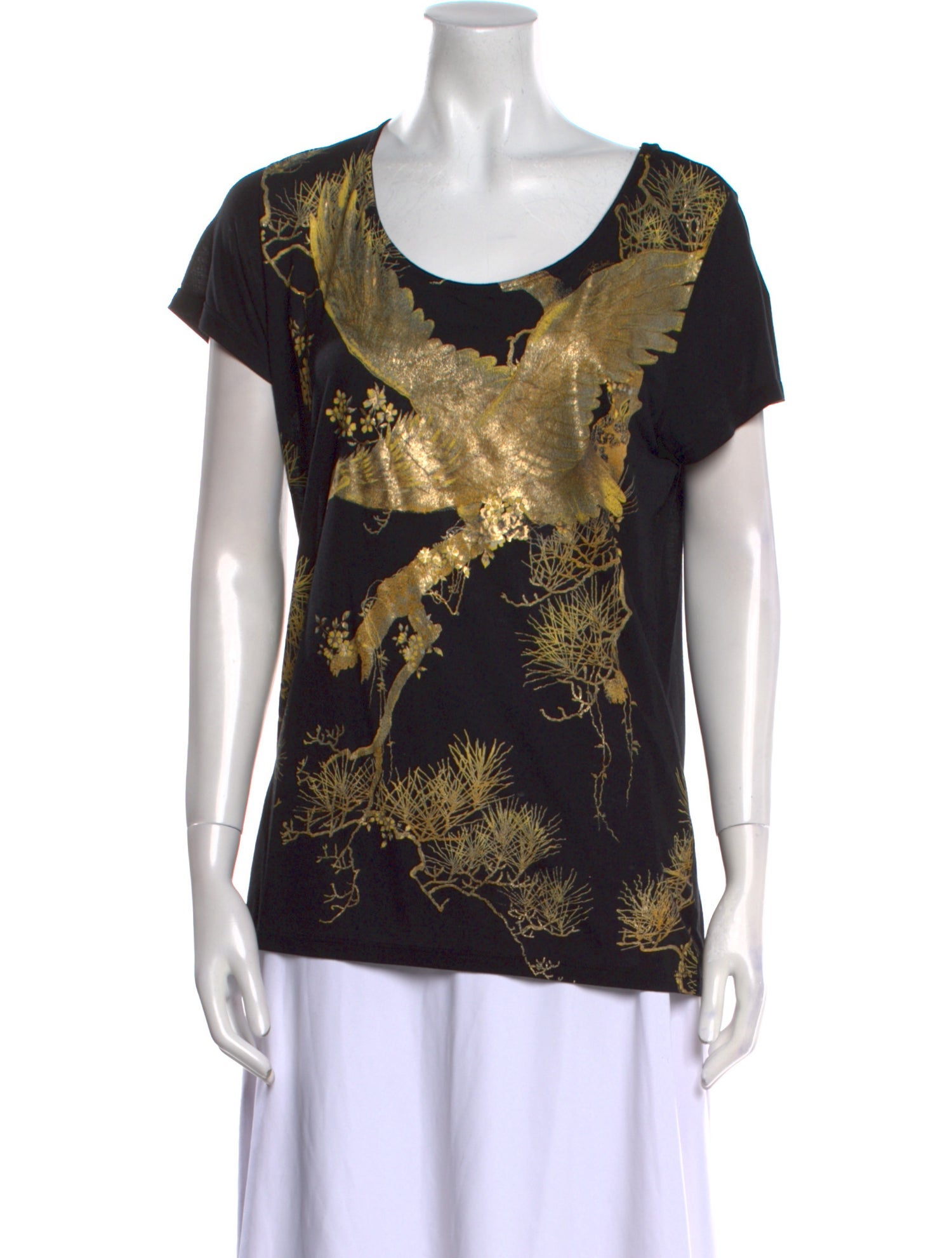 Roberto Cavalli Graphic Print Scoop Neck T-Shirt