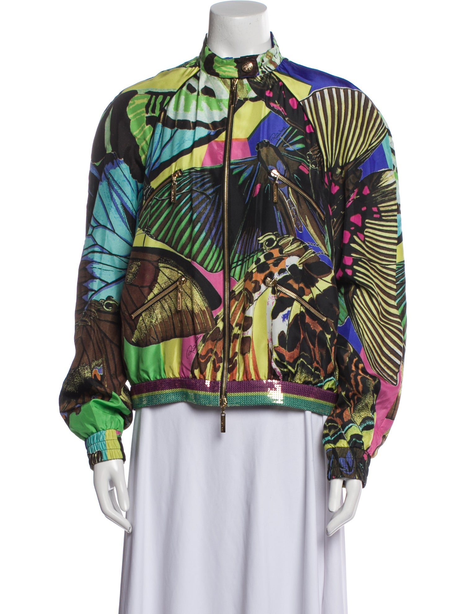 Roberto Cavalli Silk Printed Bomber Jacket