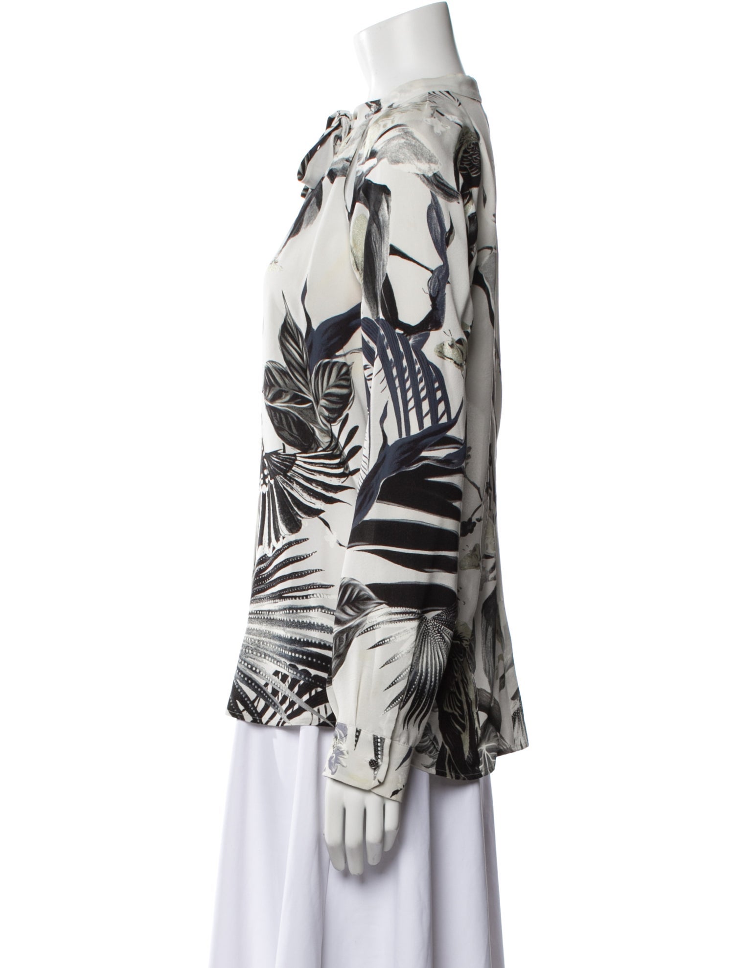 Roberto Cavalli Printed Mock Neck Blouse