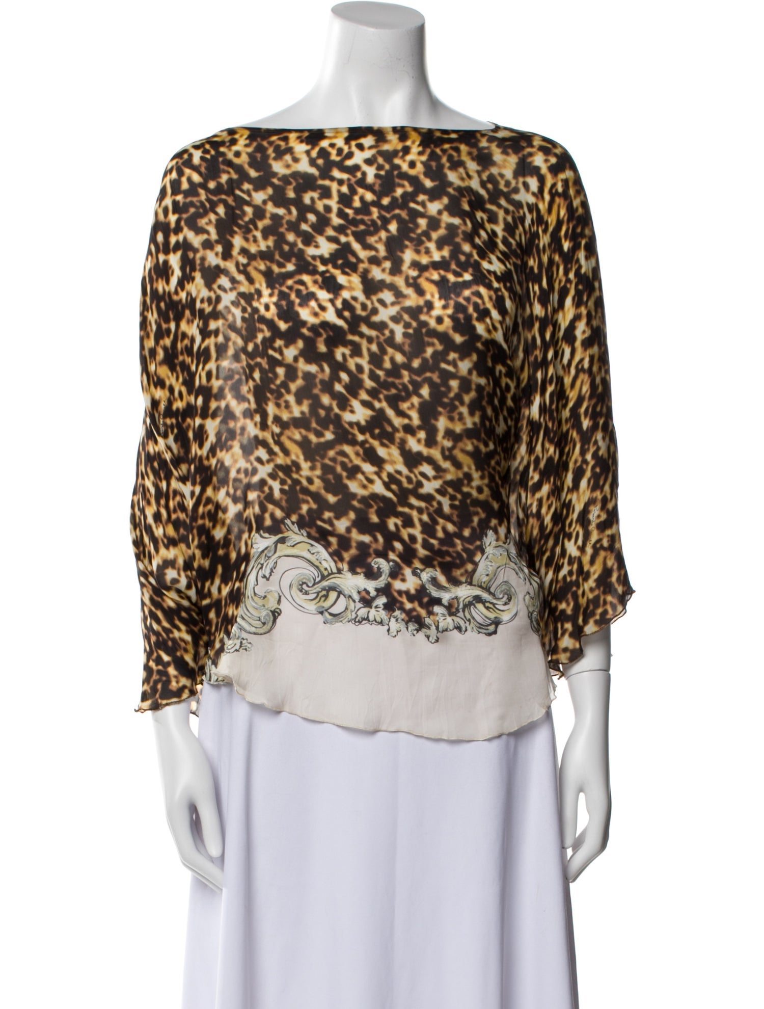Roberto Cavalli Silk Animal Print Blouse