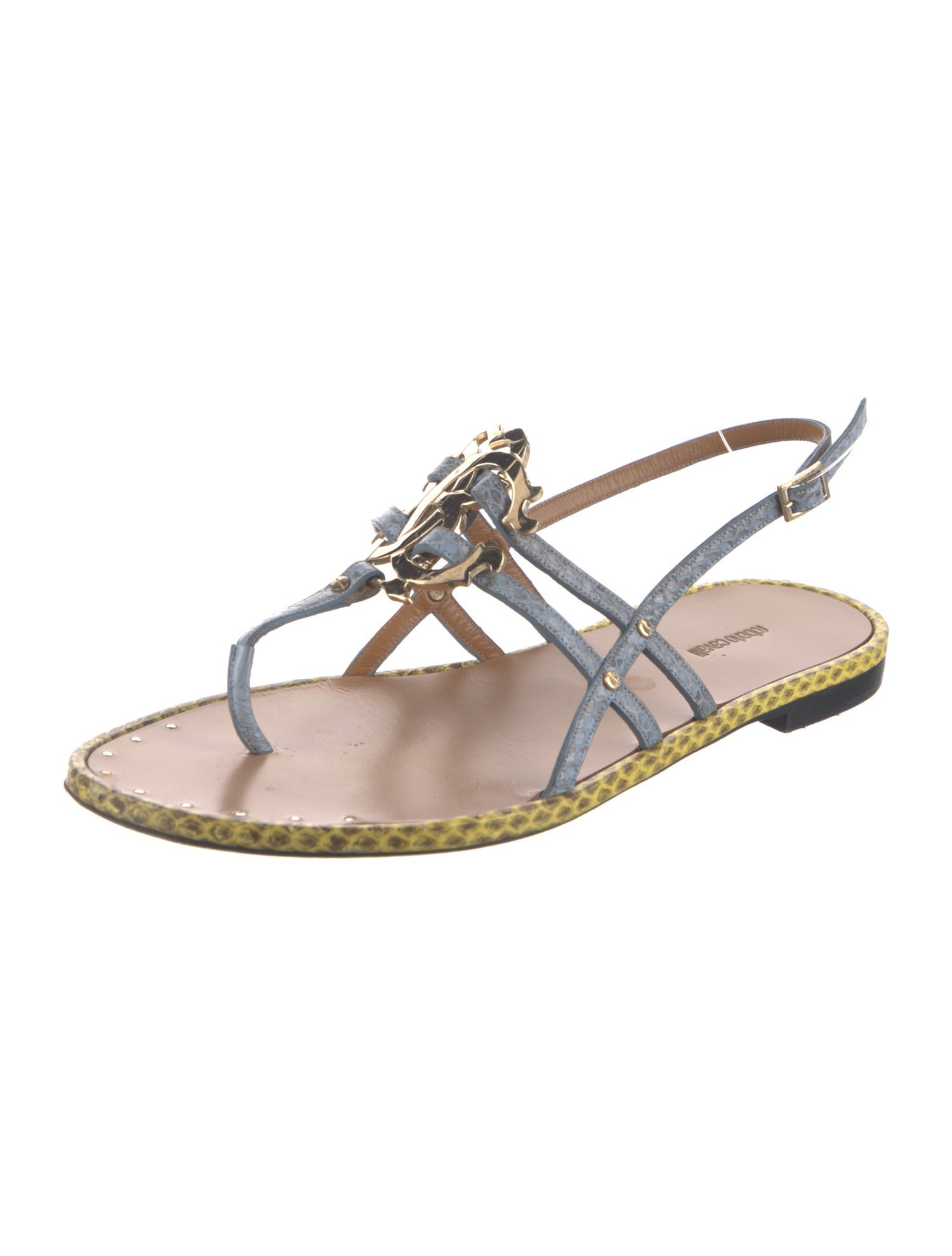 Roberto Cavalli Snakeskin Slingback Flats