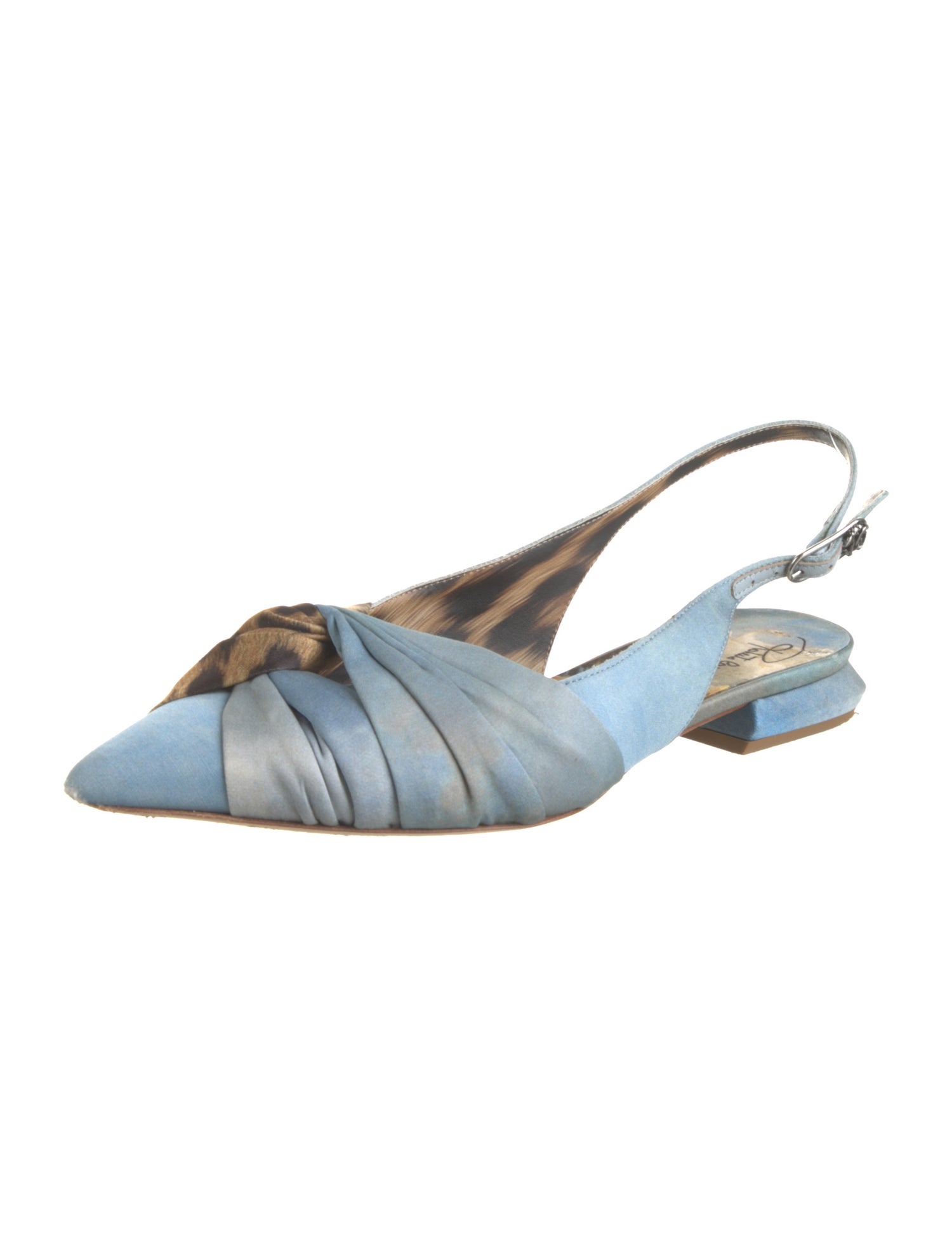 Roberto Cavalli Satin Pleated Accents Slingback Flats