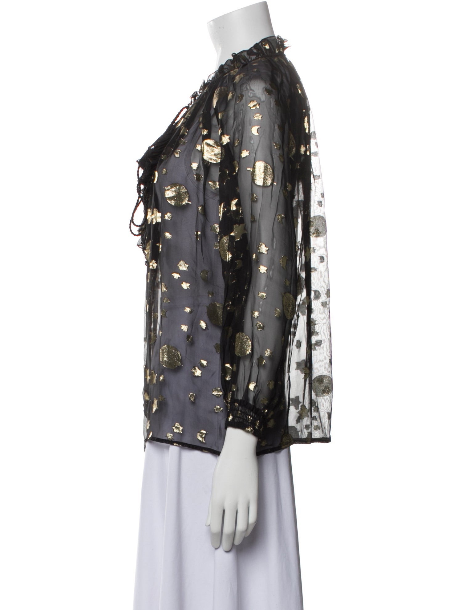 Roberto Cavalli Printed Mock Neck Blouse