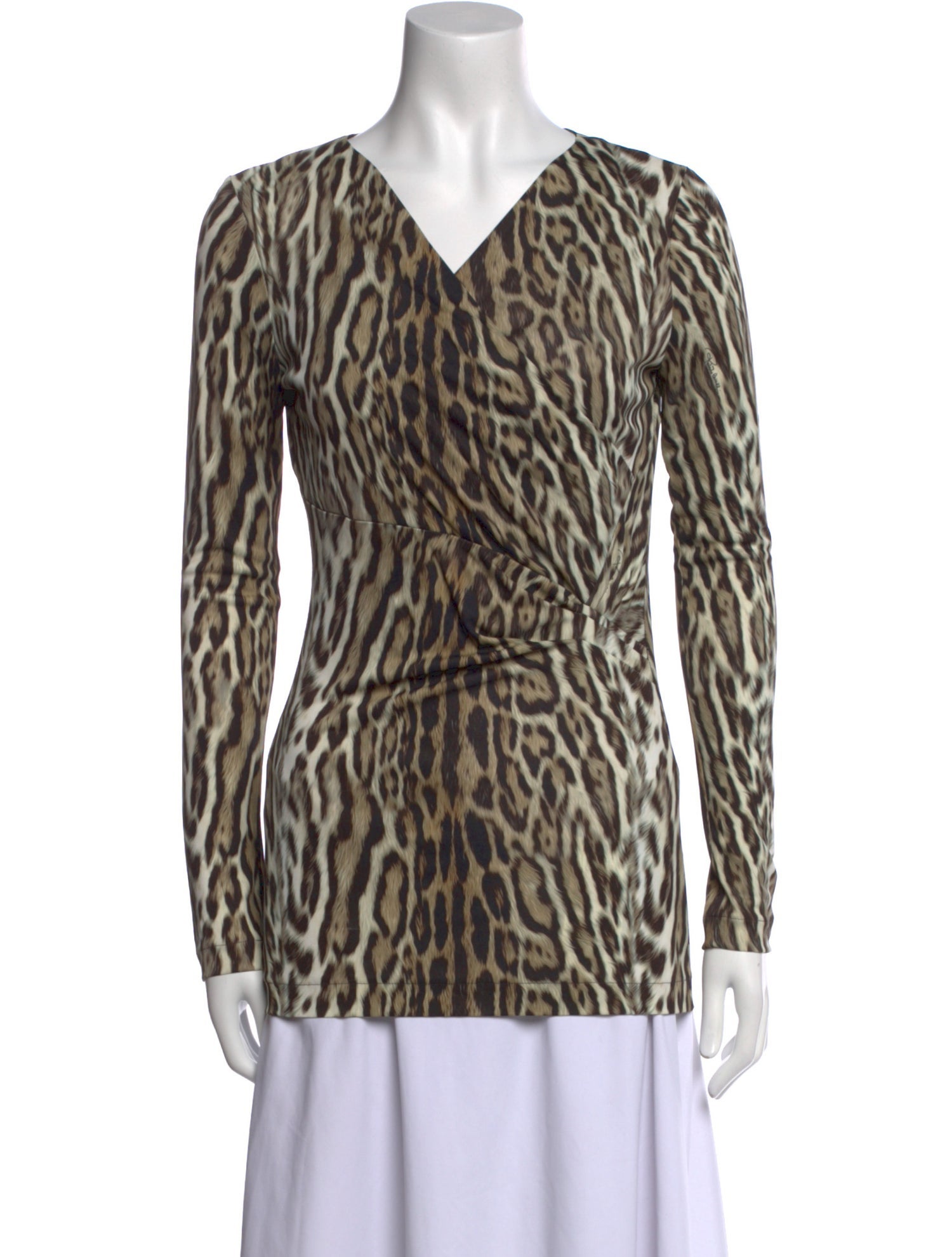 Roberto Cavalli Animal Print V-Neck Top