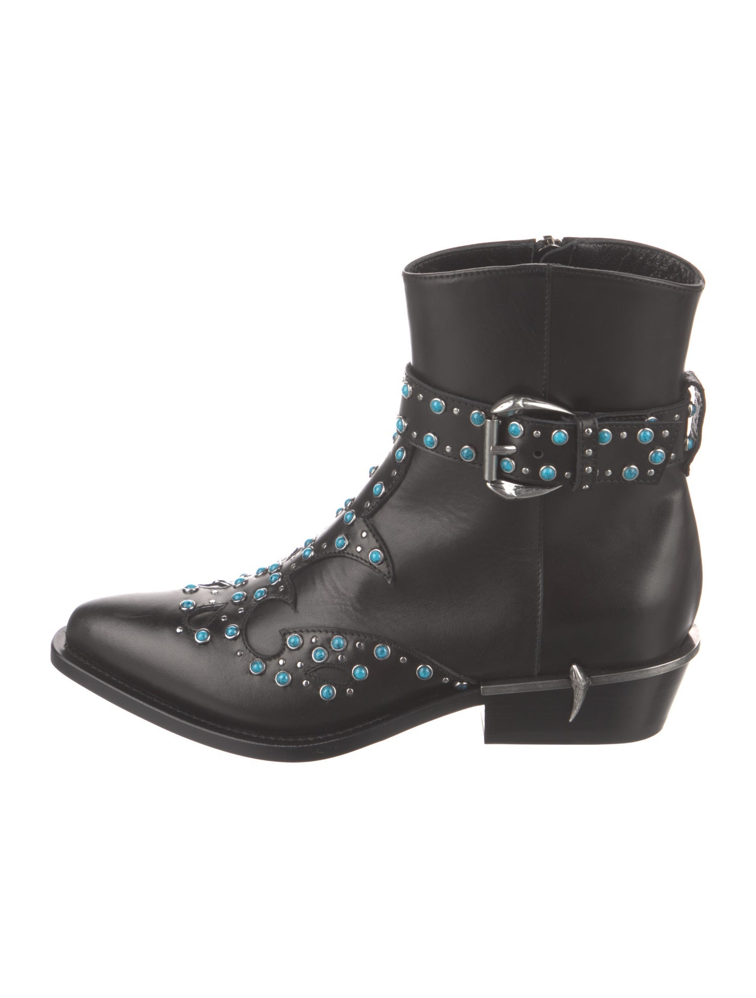 Roberto Cavalli Leather Polka Dot Print Moto Boots
