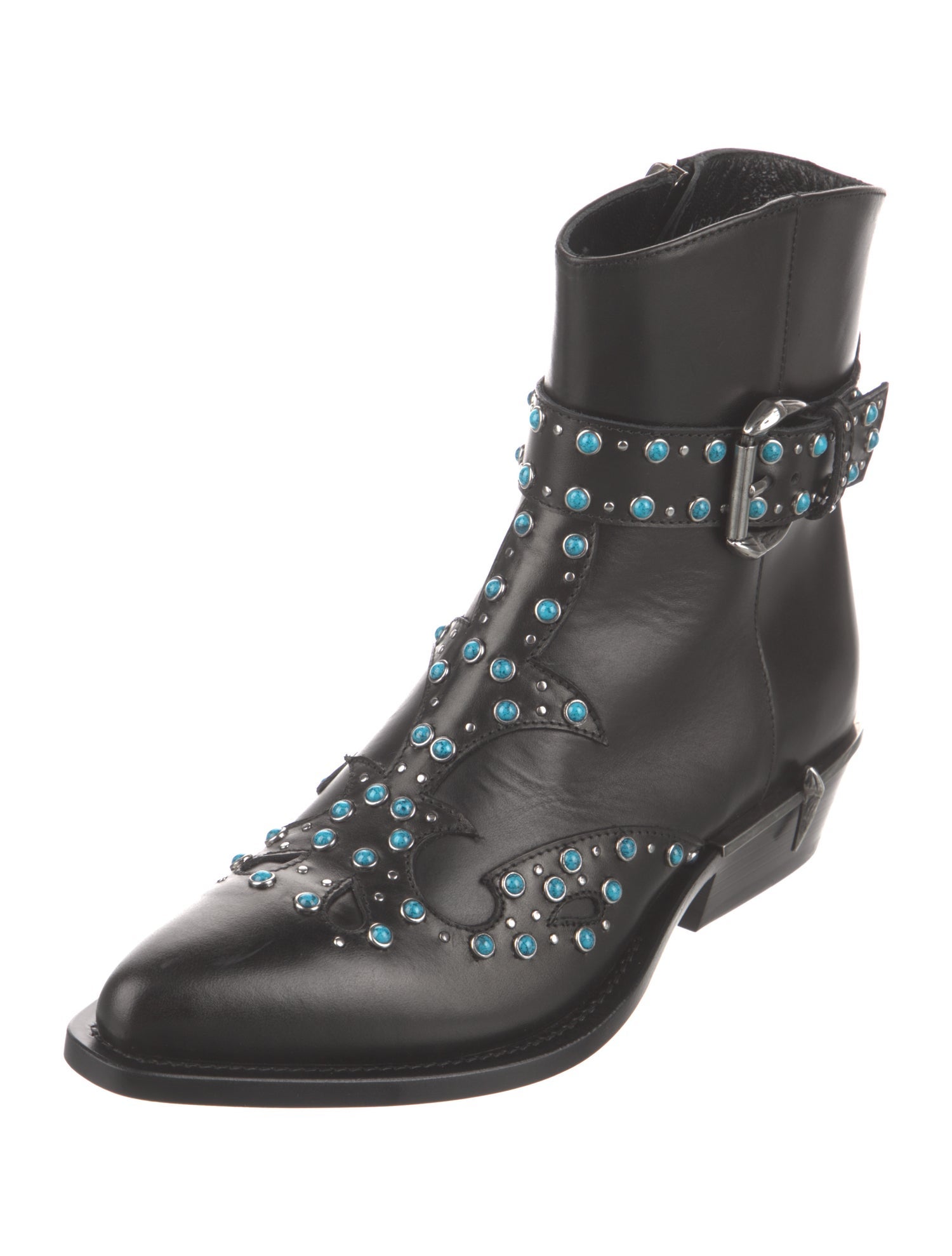 Roberto Cavalli Leather Polka Dot Print Moto Boots