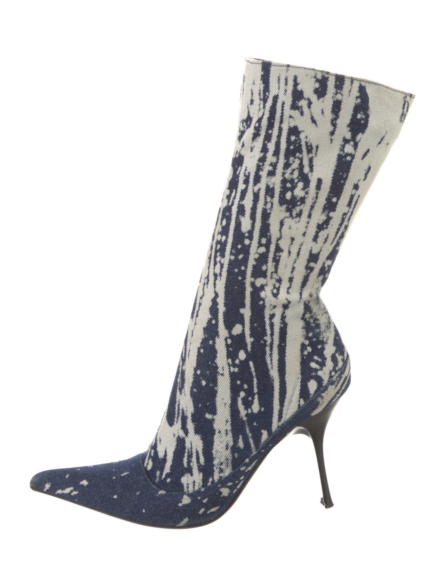 Roberto Cavalli Denim Tie-Dye Print Sock Boots