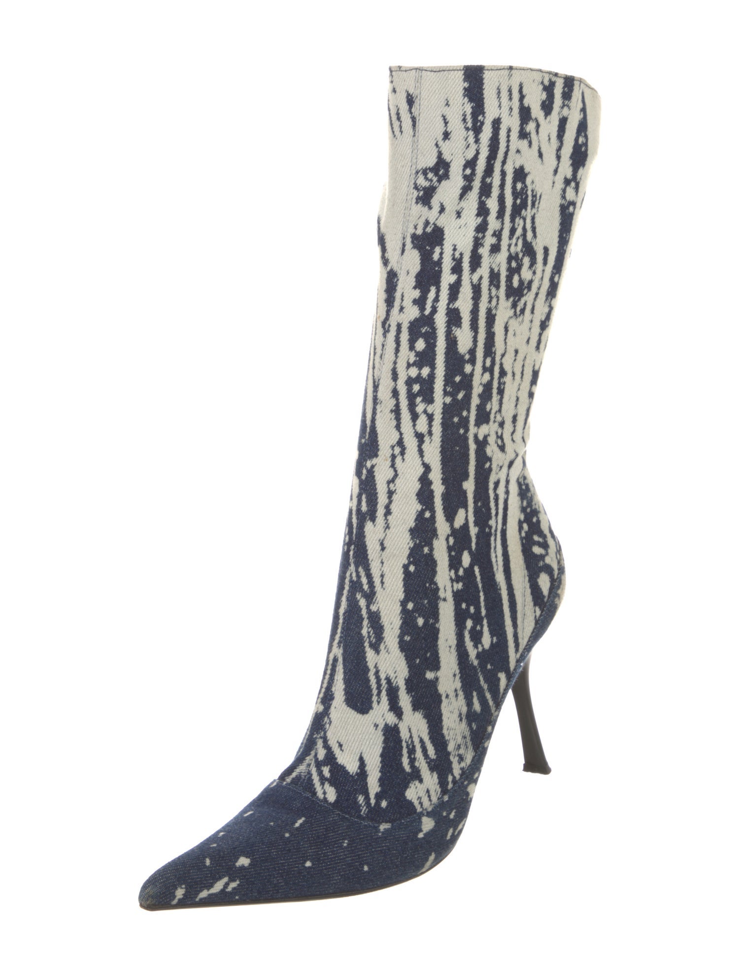 Roberto Cavalli Denim Tie-Dye Print Sock Boots