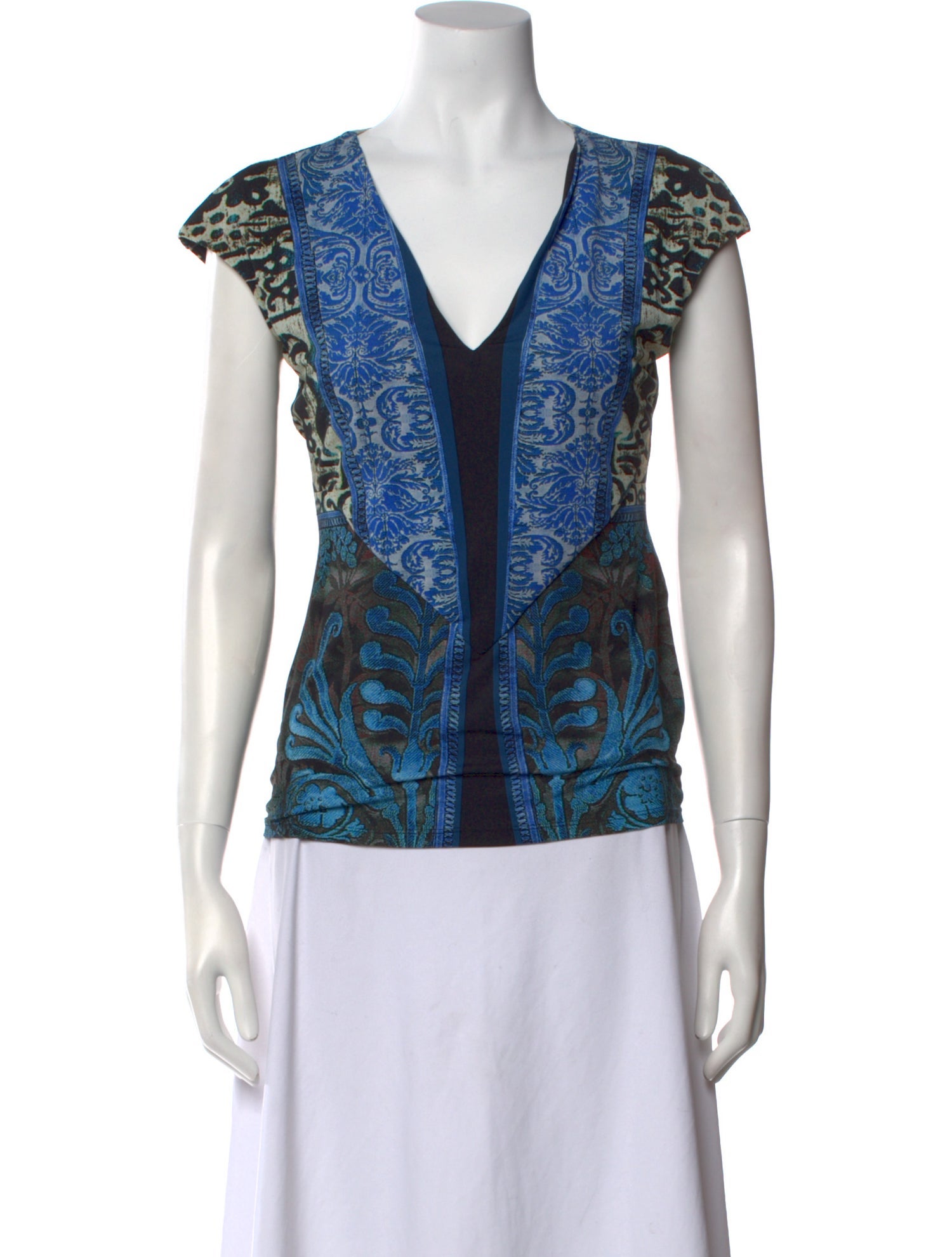 Roberto Cavalli Printed V-Neck Top