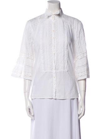 Roberto Cavalli Three-Quarter Sleeve Button-Up Top
