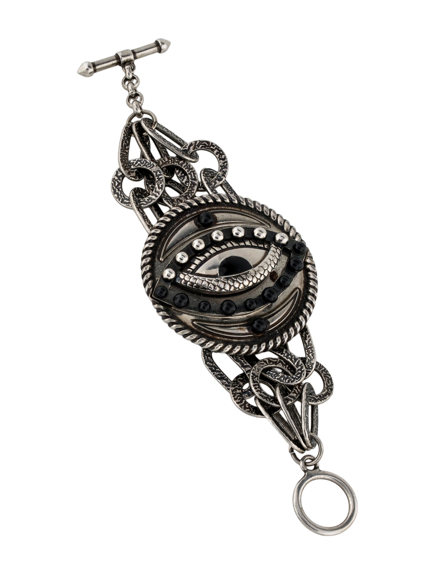 Roberto Cavalli Enamel Ladies Luck Coin Eye Motif Link Bracelet