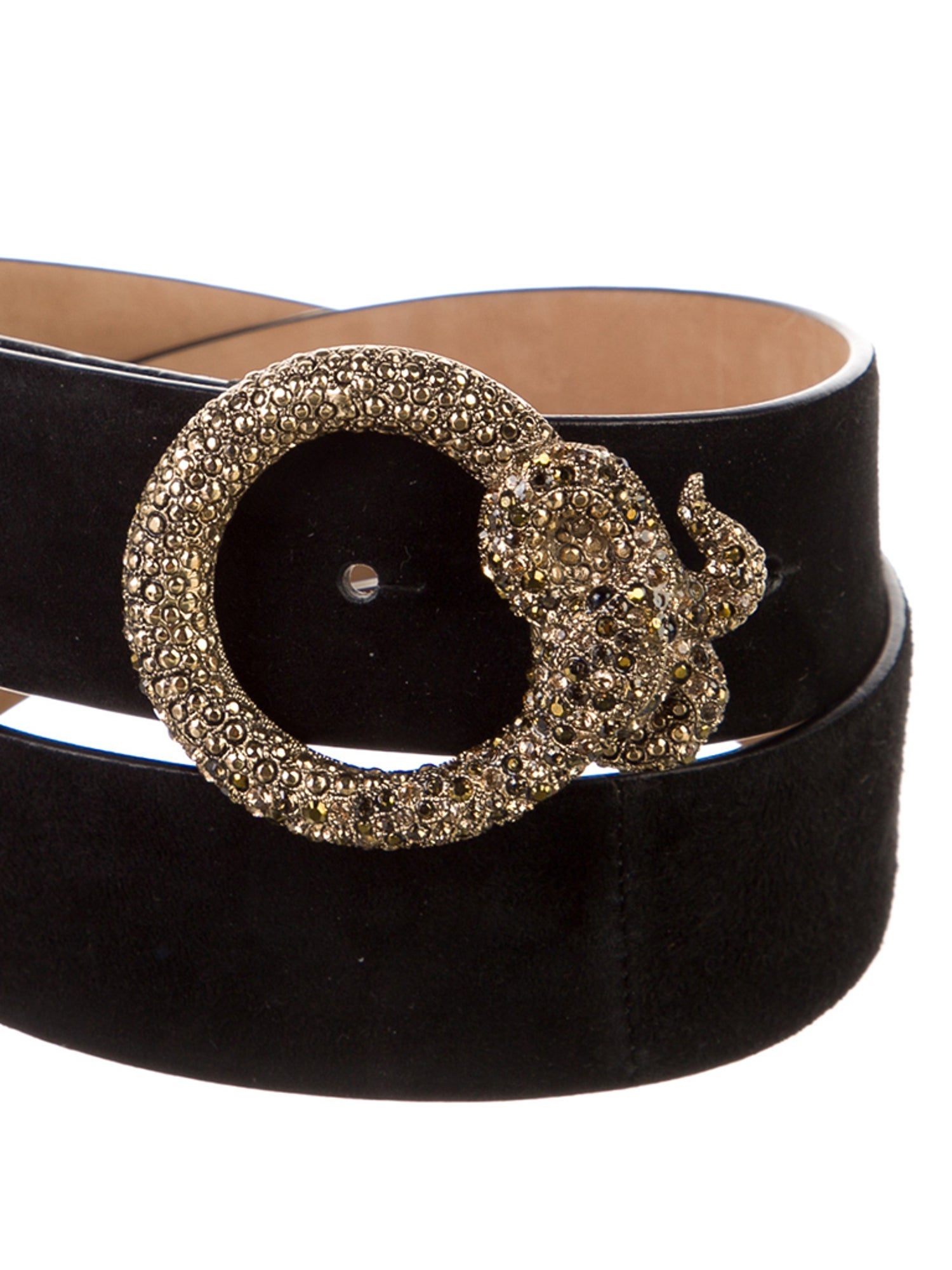 Roberto Cavalli Suede Crystal Embellishments Waist Belt