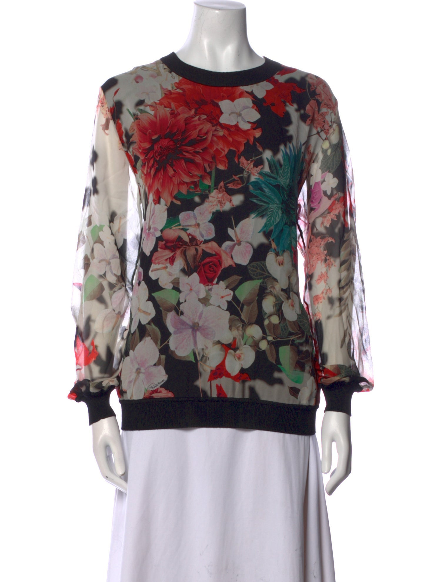 Roberto Cavalli Floral Print Bateau Neckline Sweatshirt