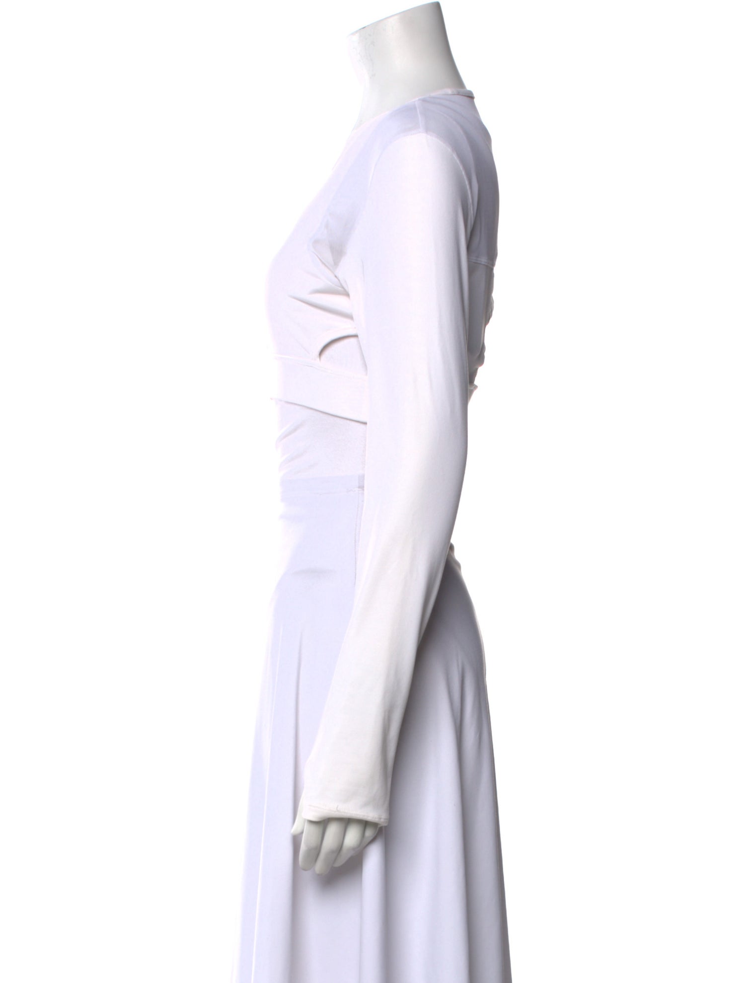 Roberto Cavalli Scoop Neck Long Sleeve Crop Top