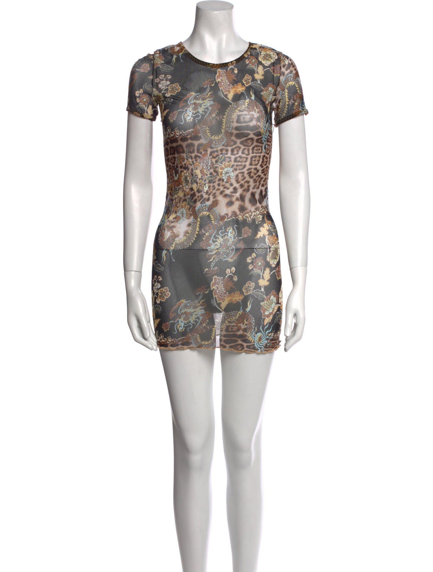 Roberto Cavalli Animal Print Crew Neck Tunic