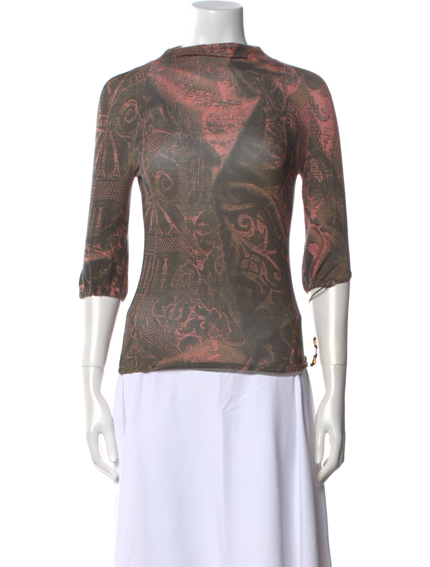 Roberto Cavalli Paisley Print Mock Neck Top