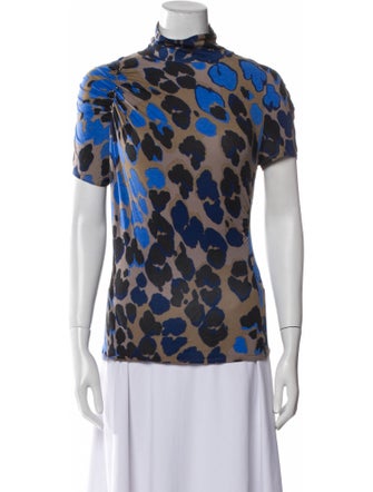 Roberto Cavalli Printed Mock Neck Top