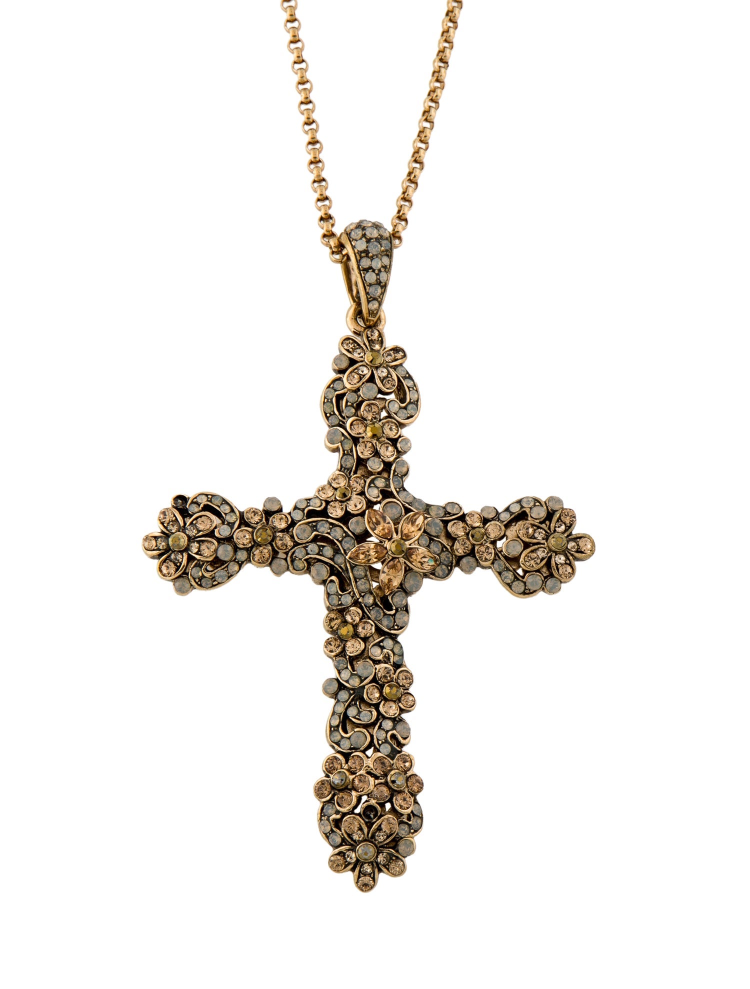 Roberto Cavalli Crystal Embellished Cross Pendant Necklace
