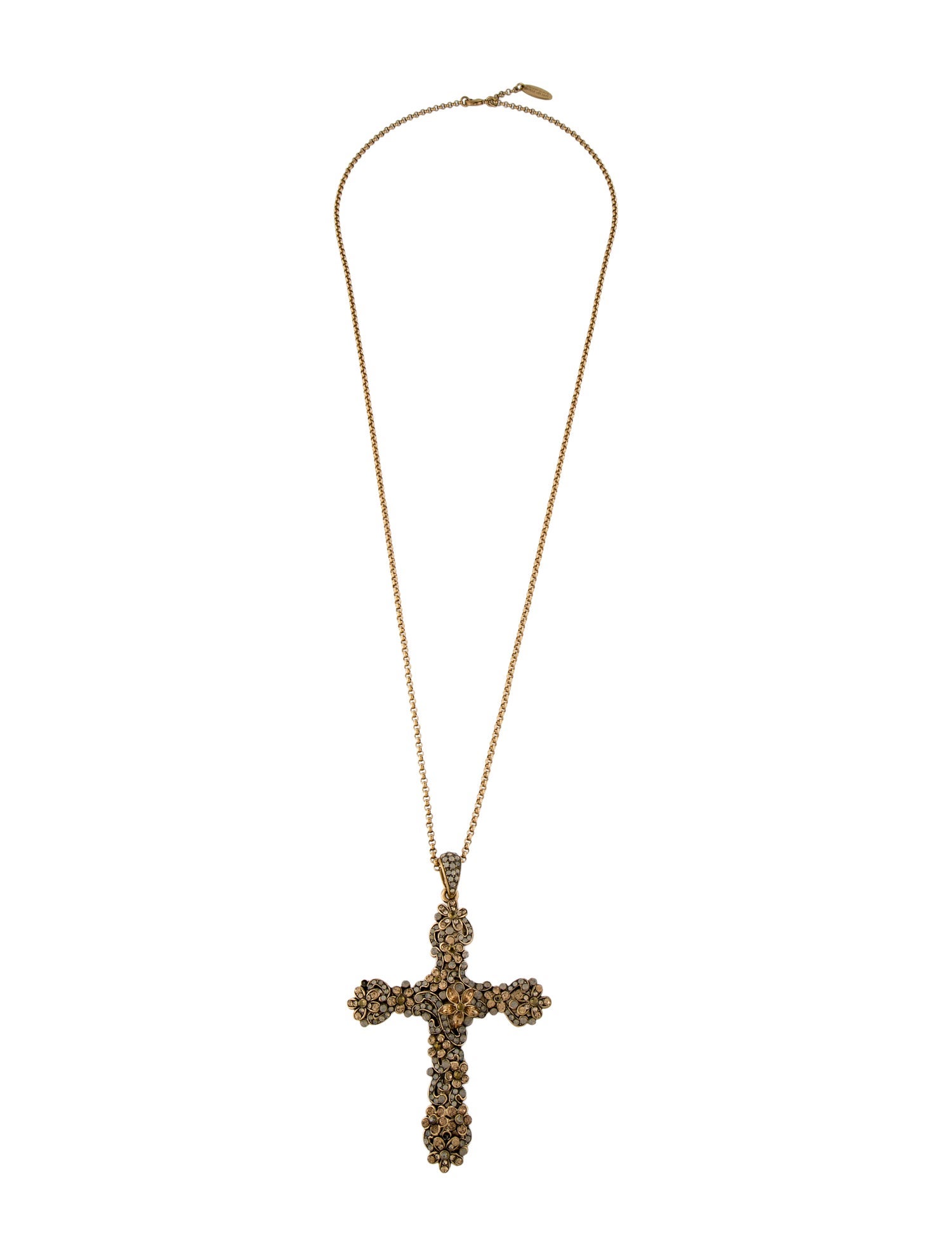 Roberto Cavalli Crystal Embellished Cross Pendant Necklace