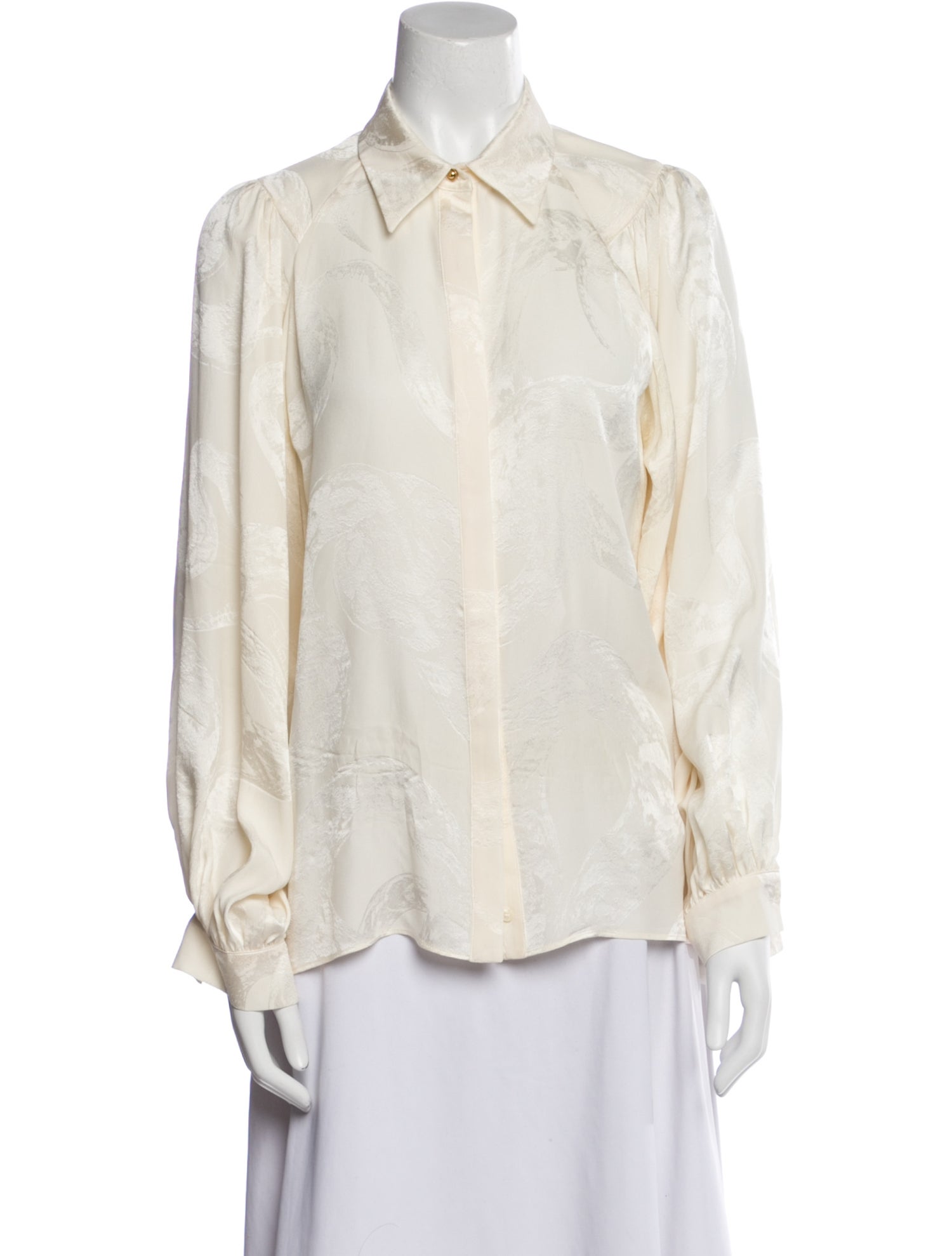 Roberto Cavalli Silk Long Sleeve Button-Up Top