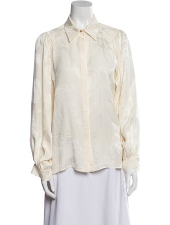 Roberto Cavalli Silk Long Sleeve Button-Up Top