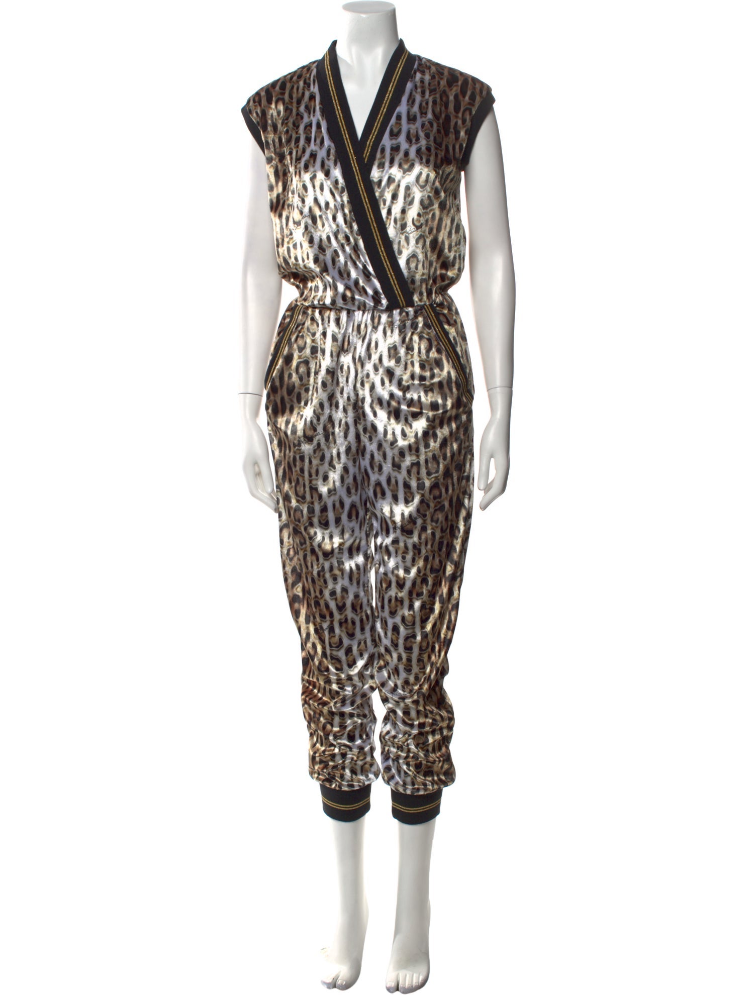 Roberto Cavalli Animal Print V-Neck Jumpsuit