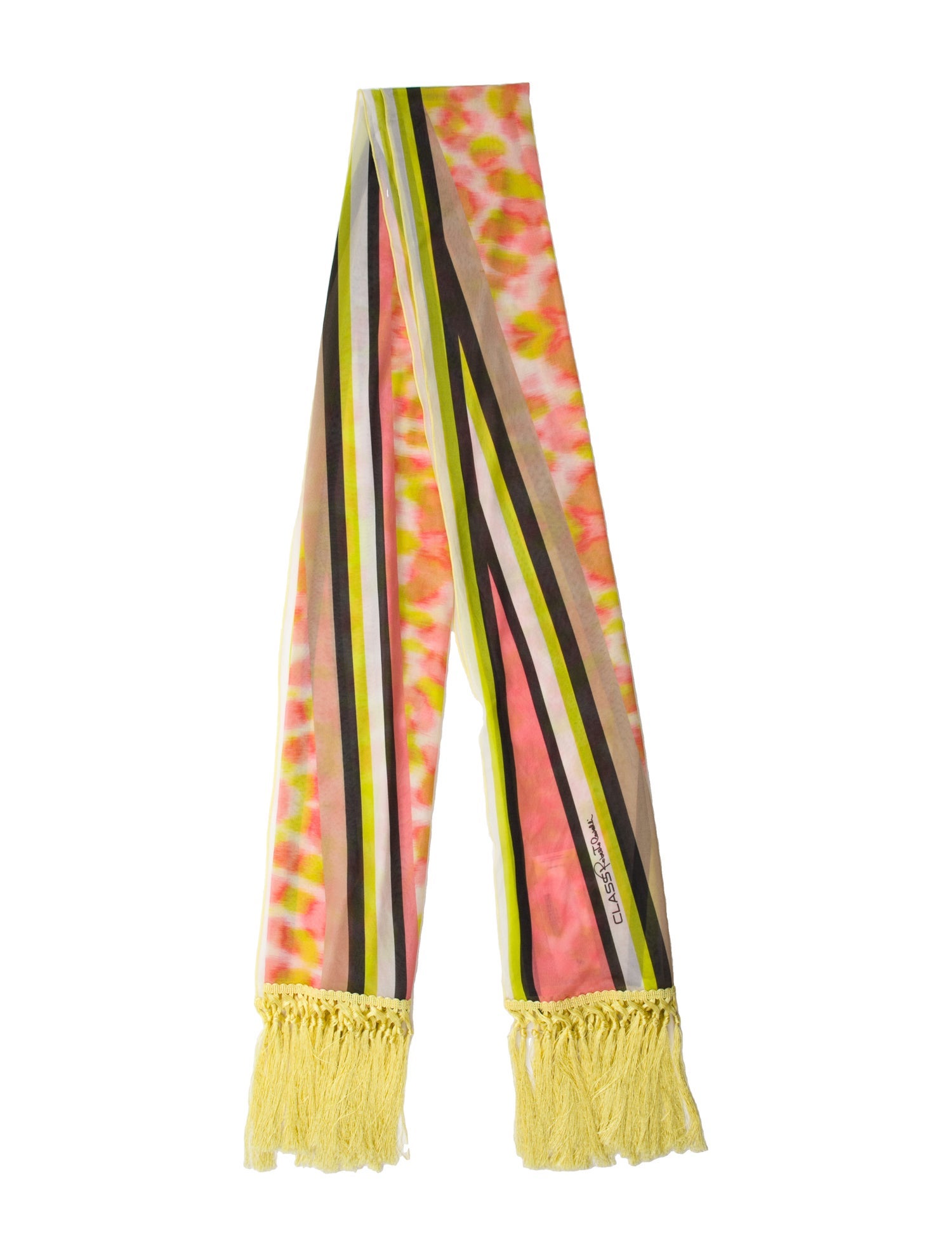 Roberto Cavalli Silk Striped Scarf