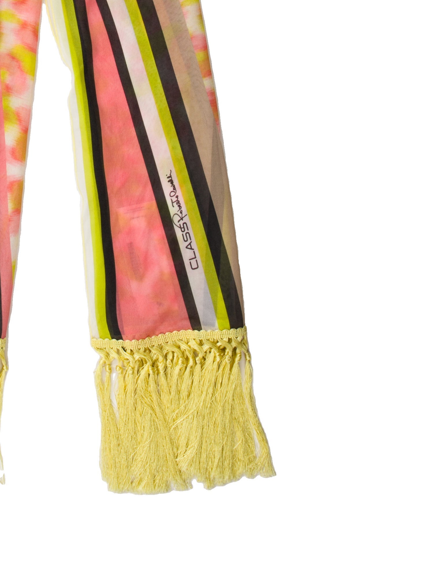 Roberto Cavalli Silk Striped Scarf