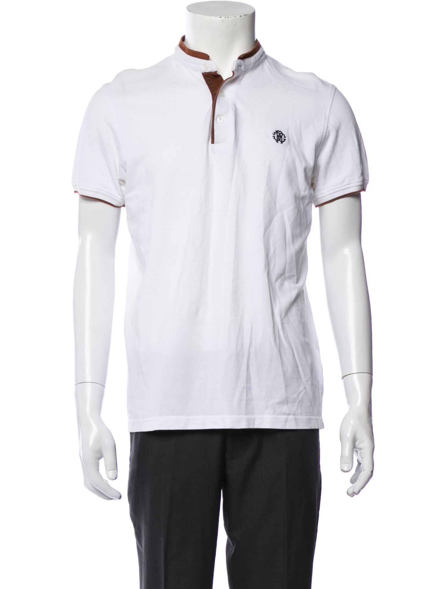 Roberto Cavalli Striped Mock Neck Henley