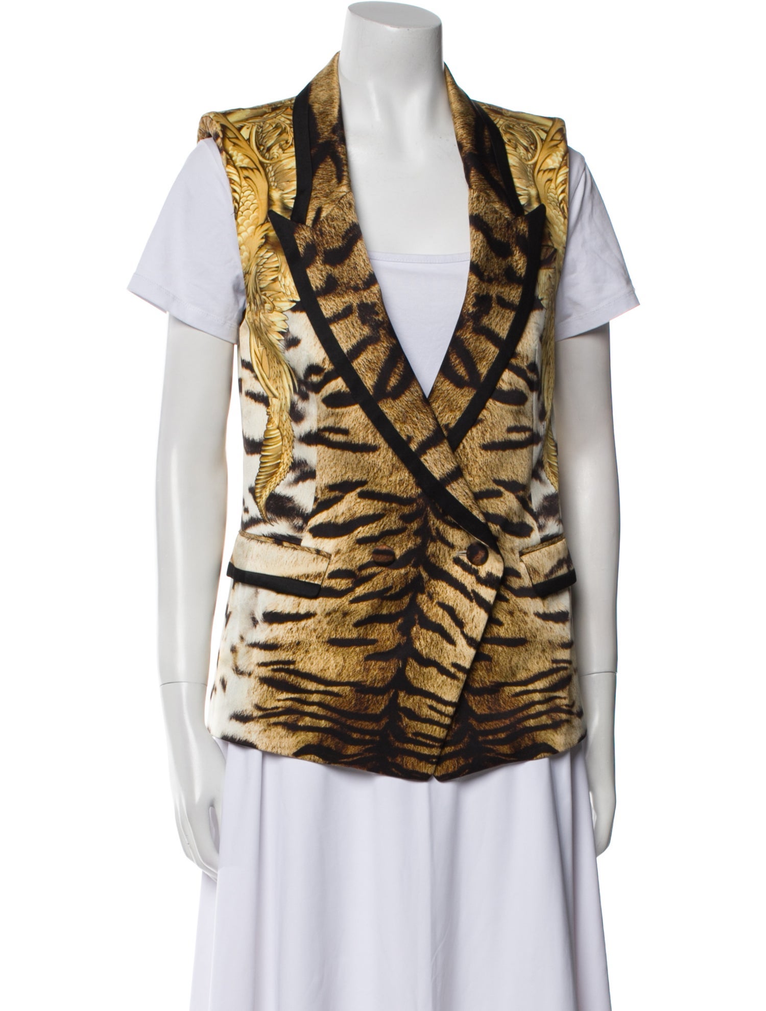 Roberto Cavalli Silk Animal Print Vest