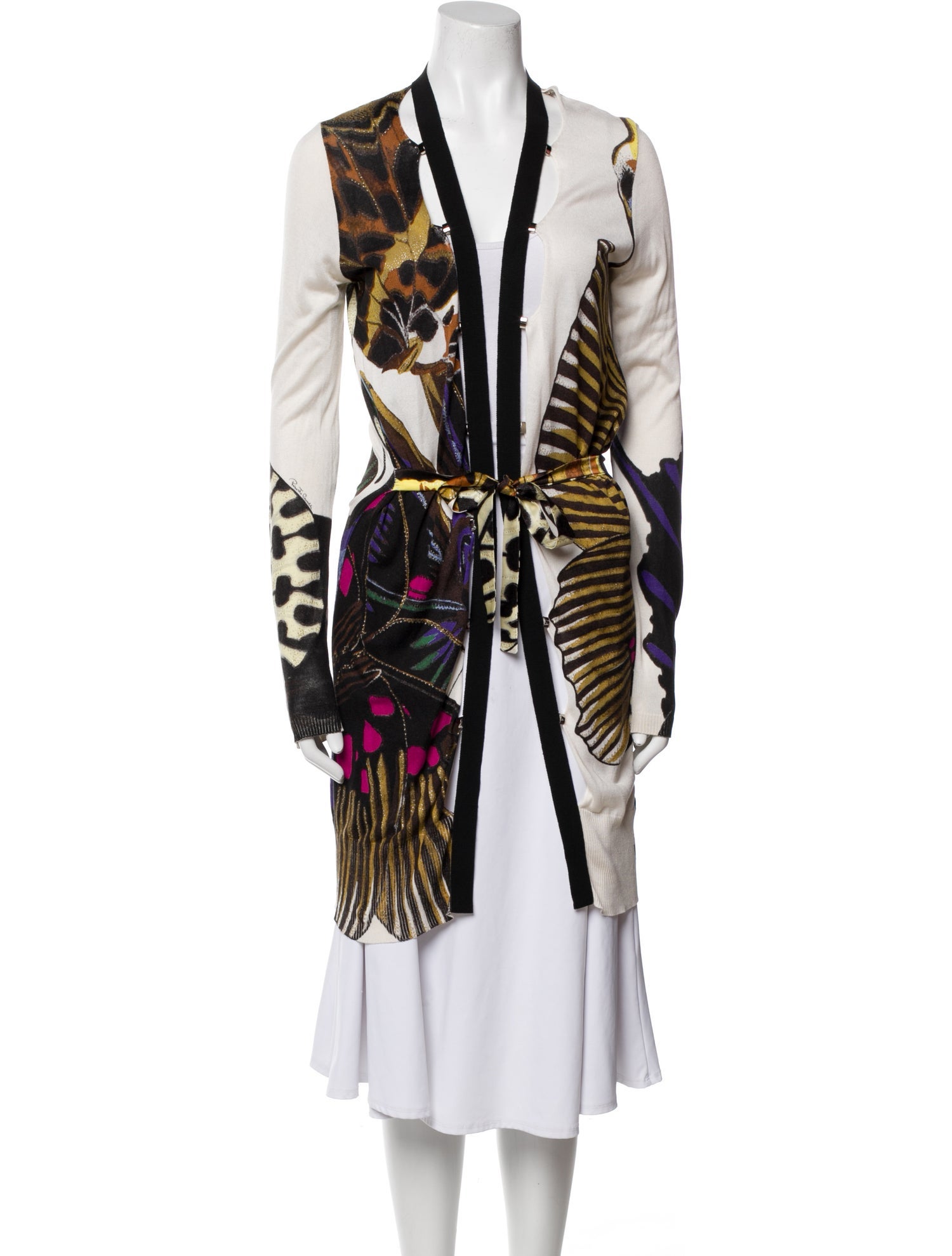 Roberto Cavalli Printed V-Neck Sweater