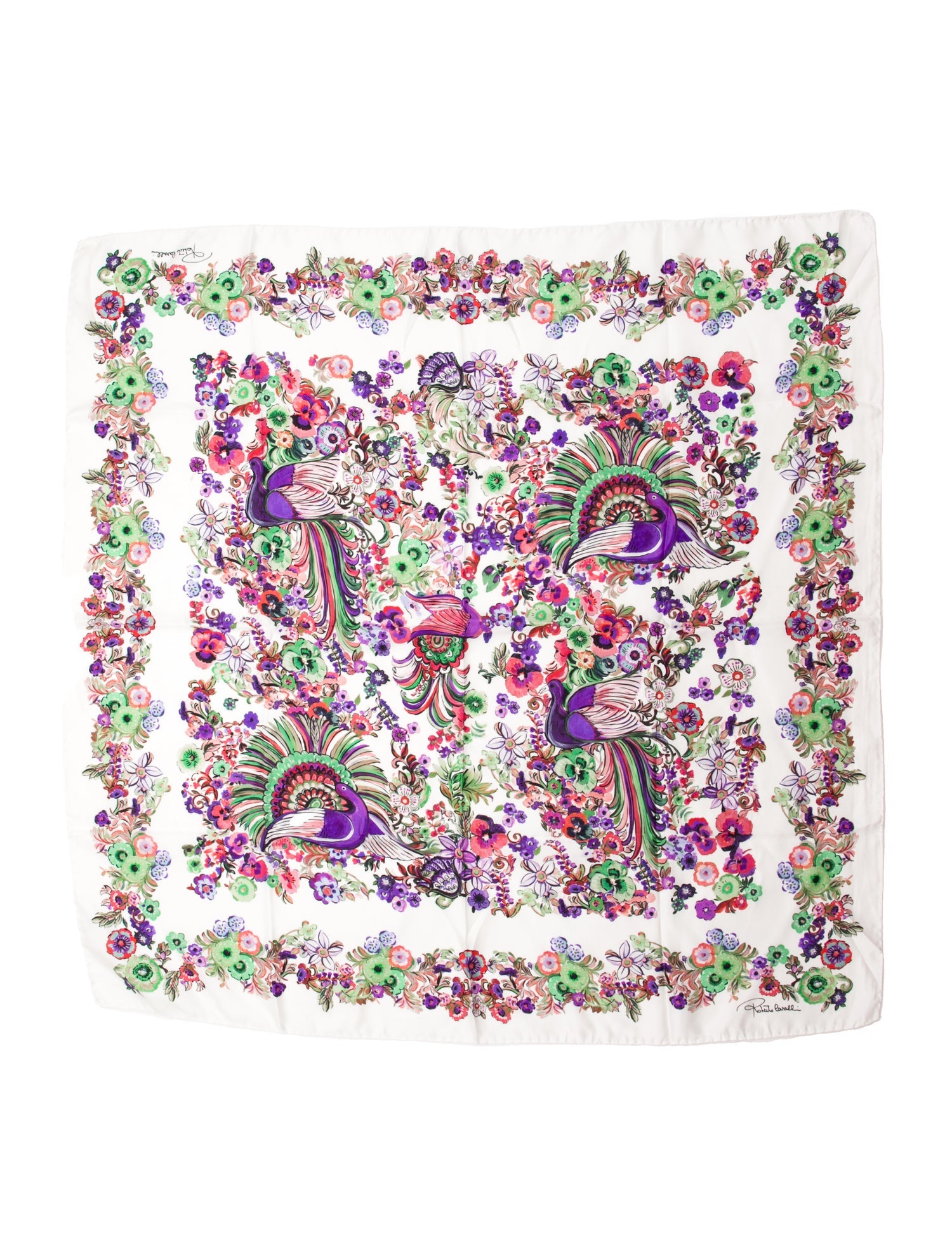 Roberto Cavalli Silk Floral Print Scarf