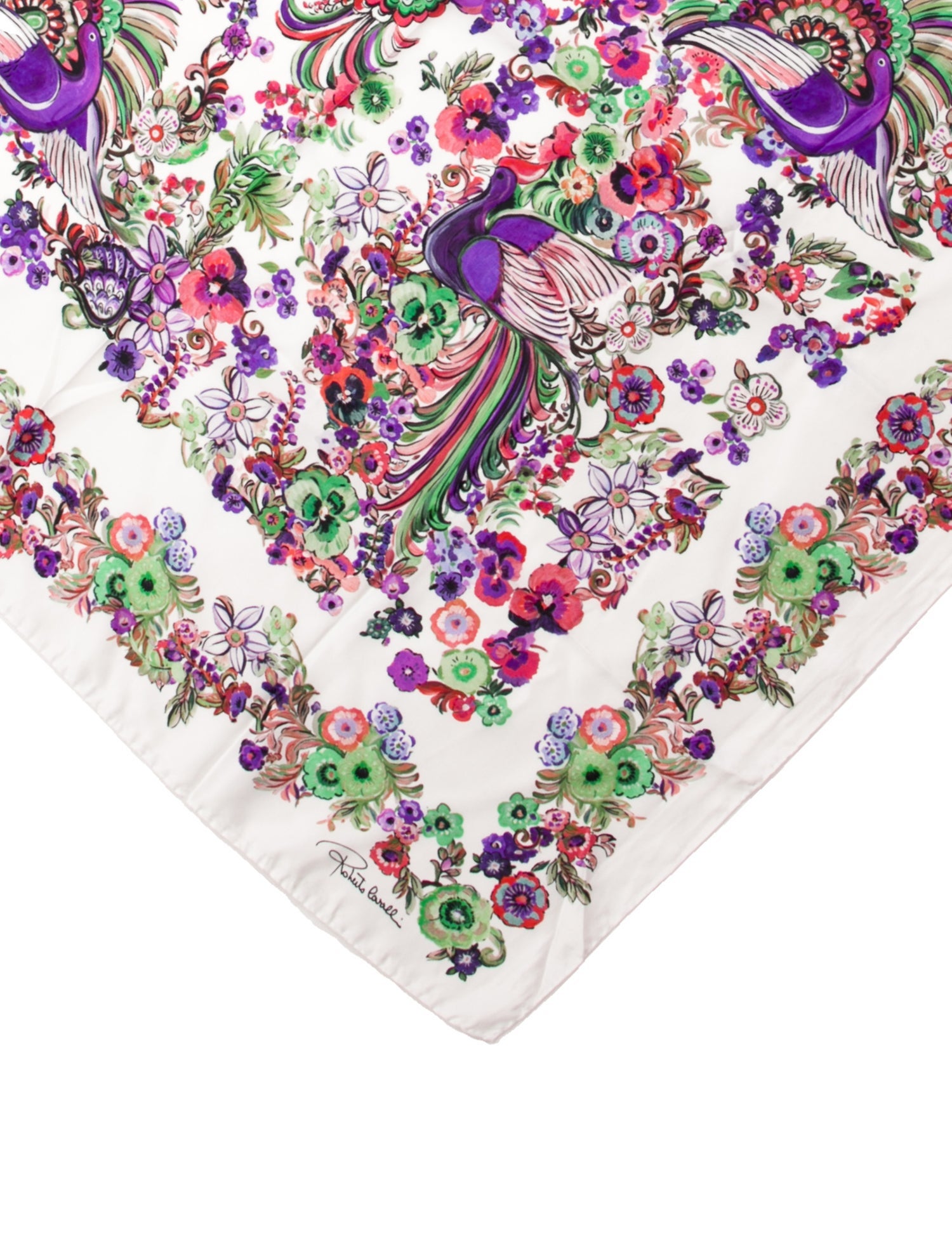 Roberto Cavalli Silk Floral Print Scarf