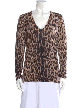 Roberto Cavalli Cashmere Animal Print Sweater