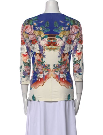 Roberto Cavalli Floral Print V-Neck Blouse
