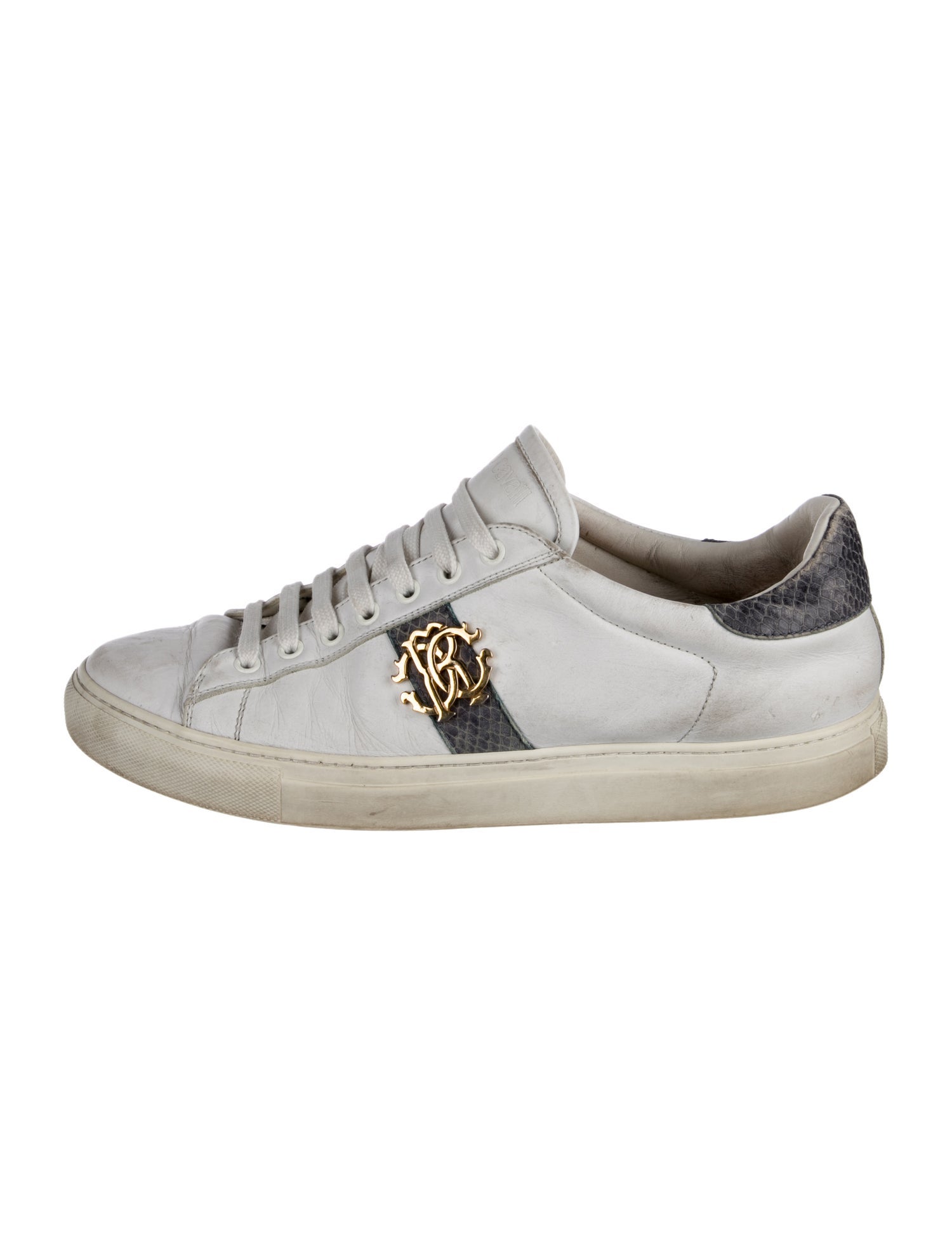 Roberto Cavalli Leather Colorblock Pattern Sneakers