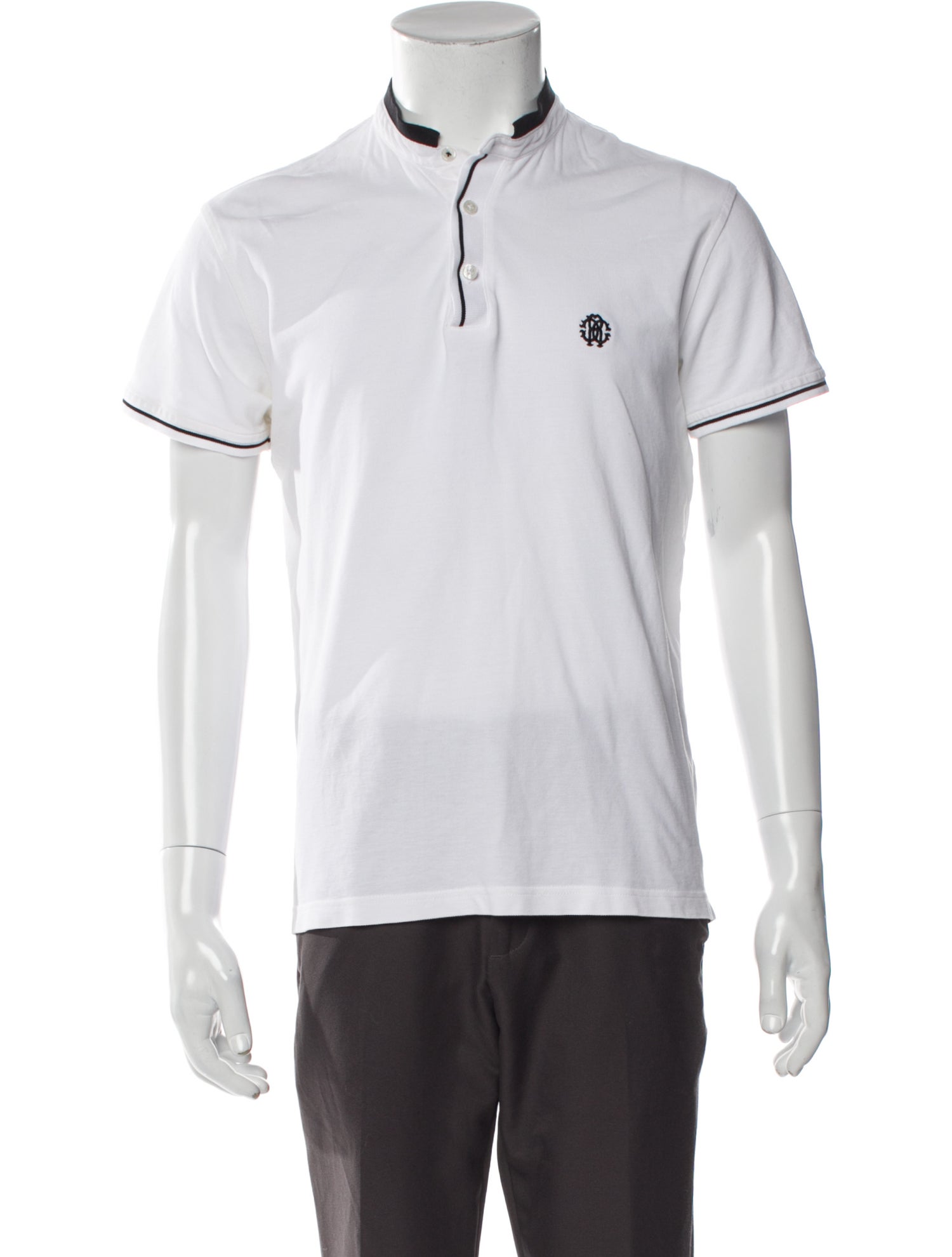 Roberto Cavalli Mock Neck Short Sleeve Polo Shirt