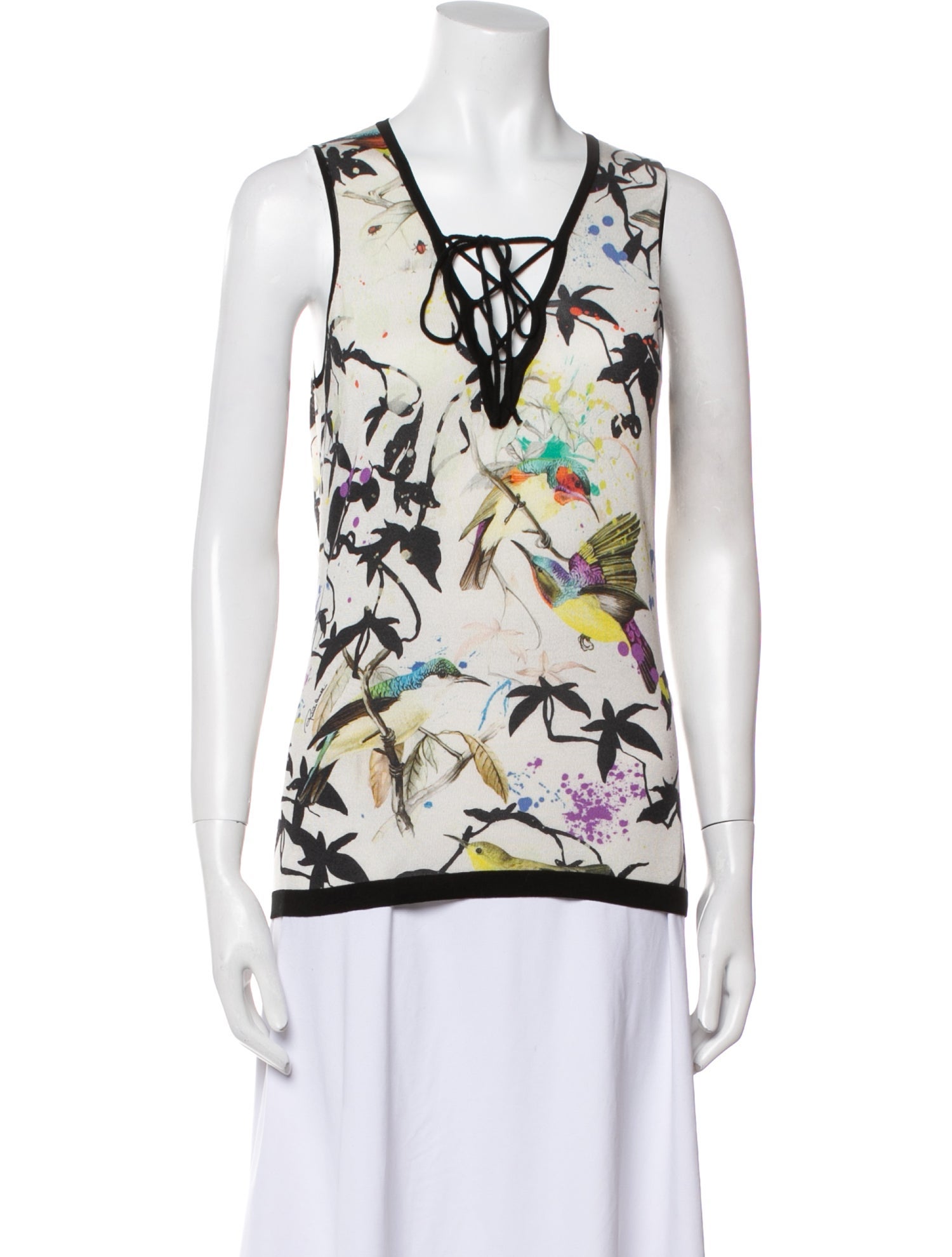 Roberto Cavalli Silk Floral Print Top