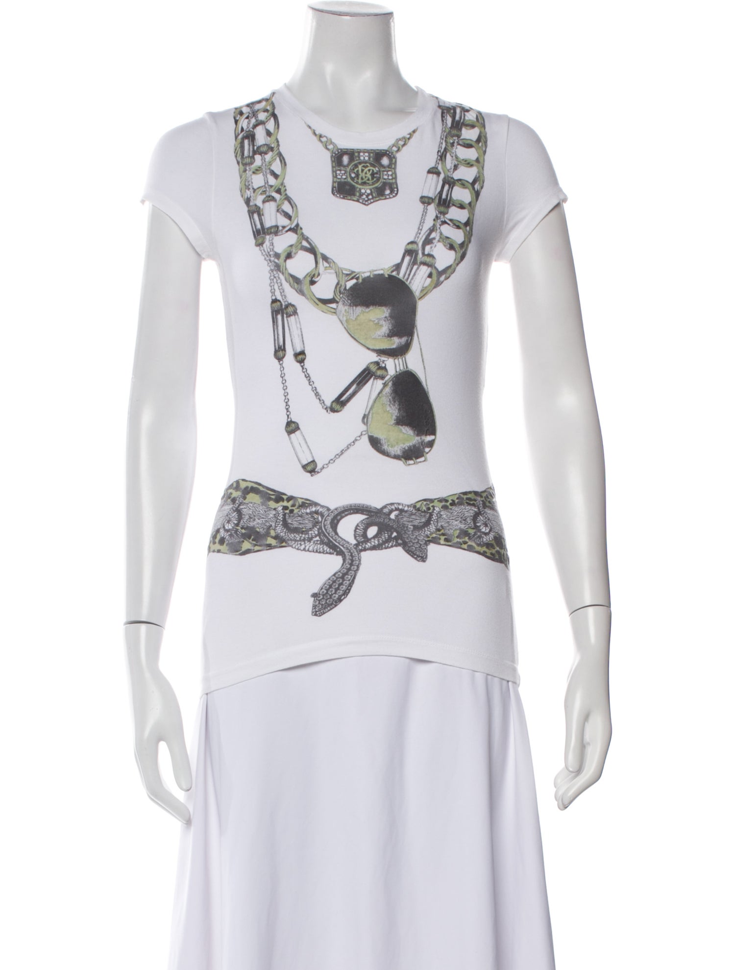 Roberto Cavalli Graphic Print Scoop Neck T-Shirt