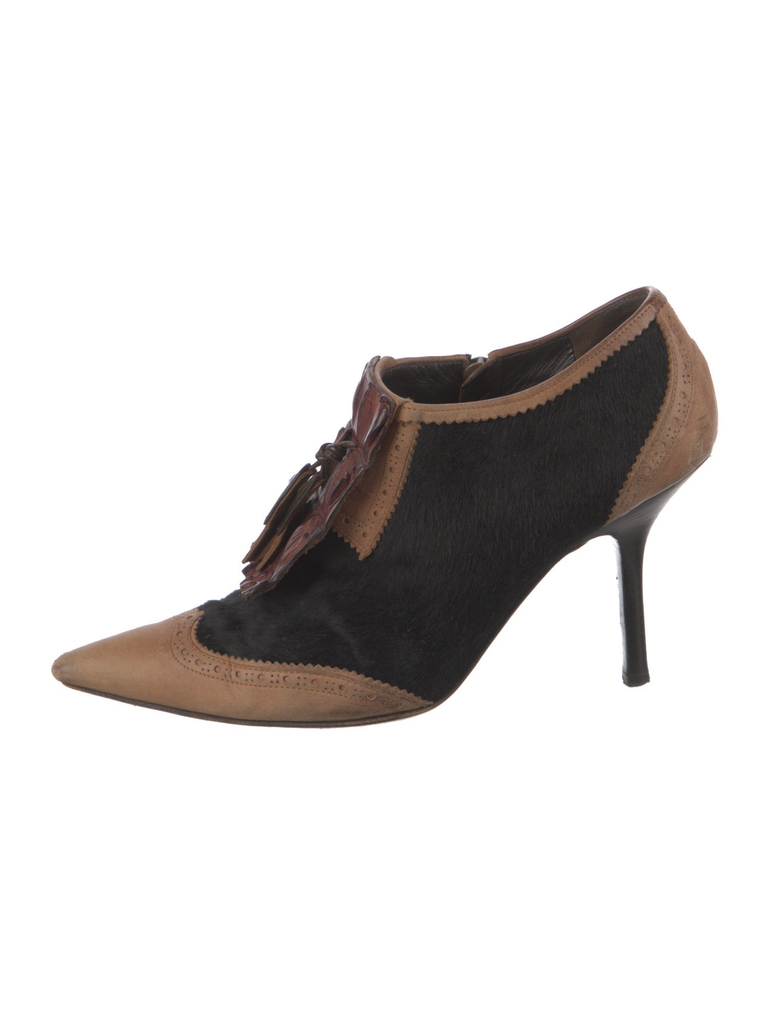 Roberto Cavalli Ponyhair Colorblock Pattern Pumps