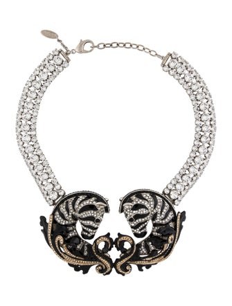 Roberto Cavalli Enamel & Crystal Zebra Collar Necklace