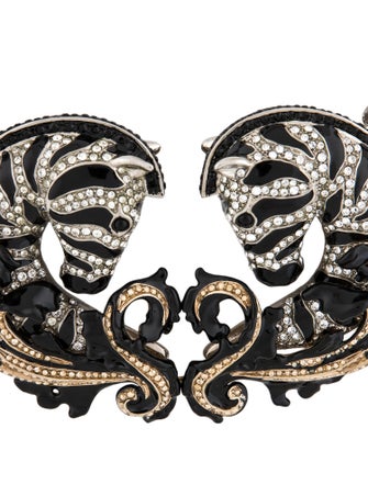 Roberto Cavalli Enamel & Crystal Zebra Collar Necklace