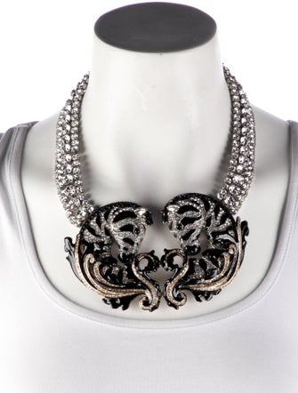 Roberto Cavalli Enamel & Crystal Zebra Collar Necklace