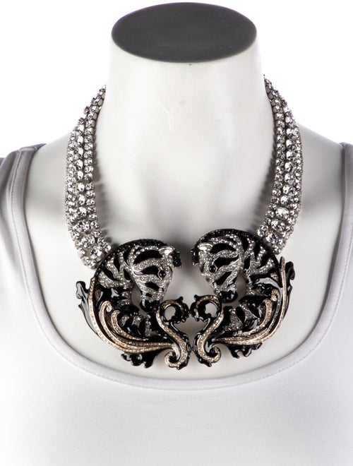 Roberto Cavalli Enamel & Crystal Zebra Collar Necklace