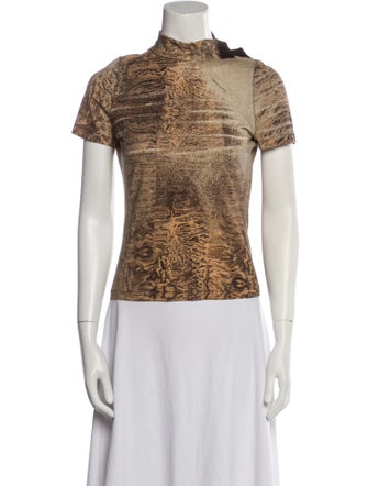 Roberto Cavalli Animal Print Mock Neck Top