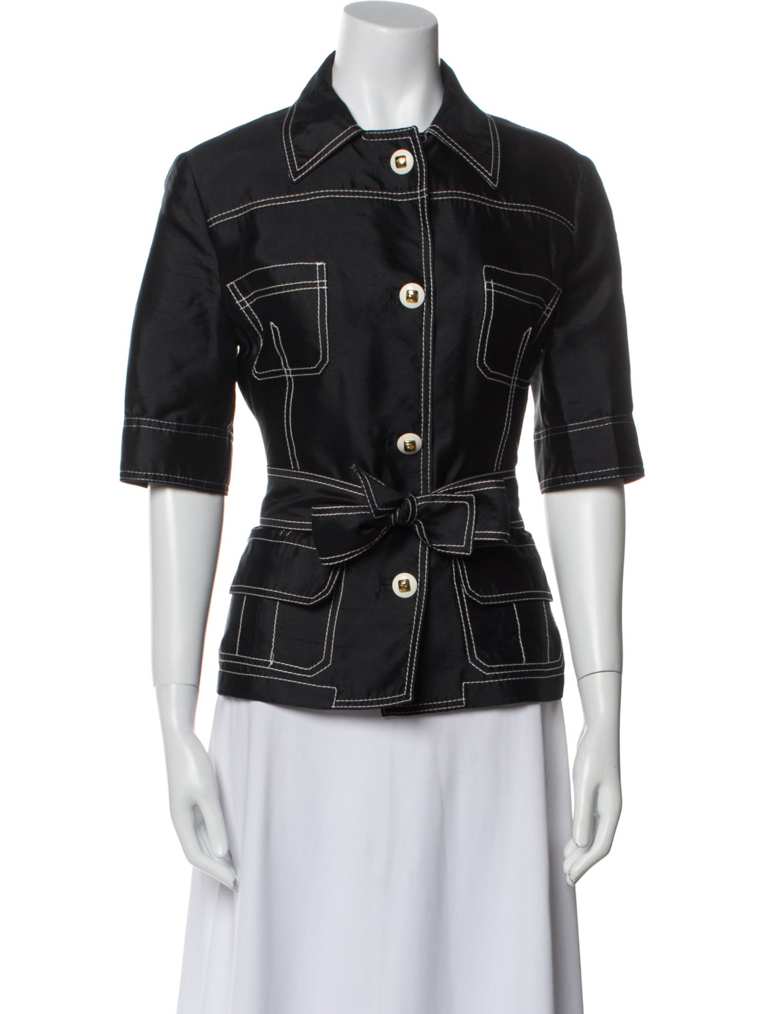 Roberto Cavalli Silk Printed Button-Up Top