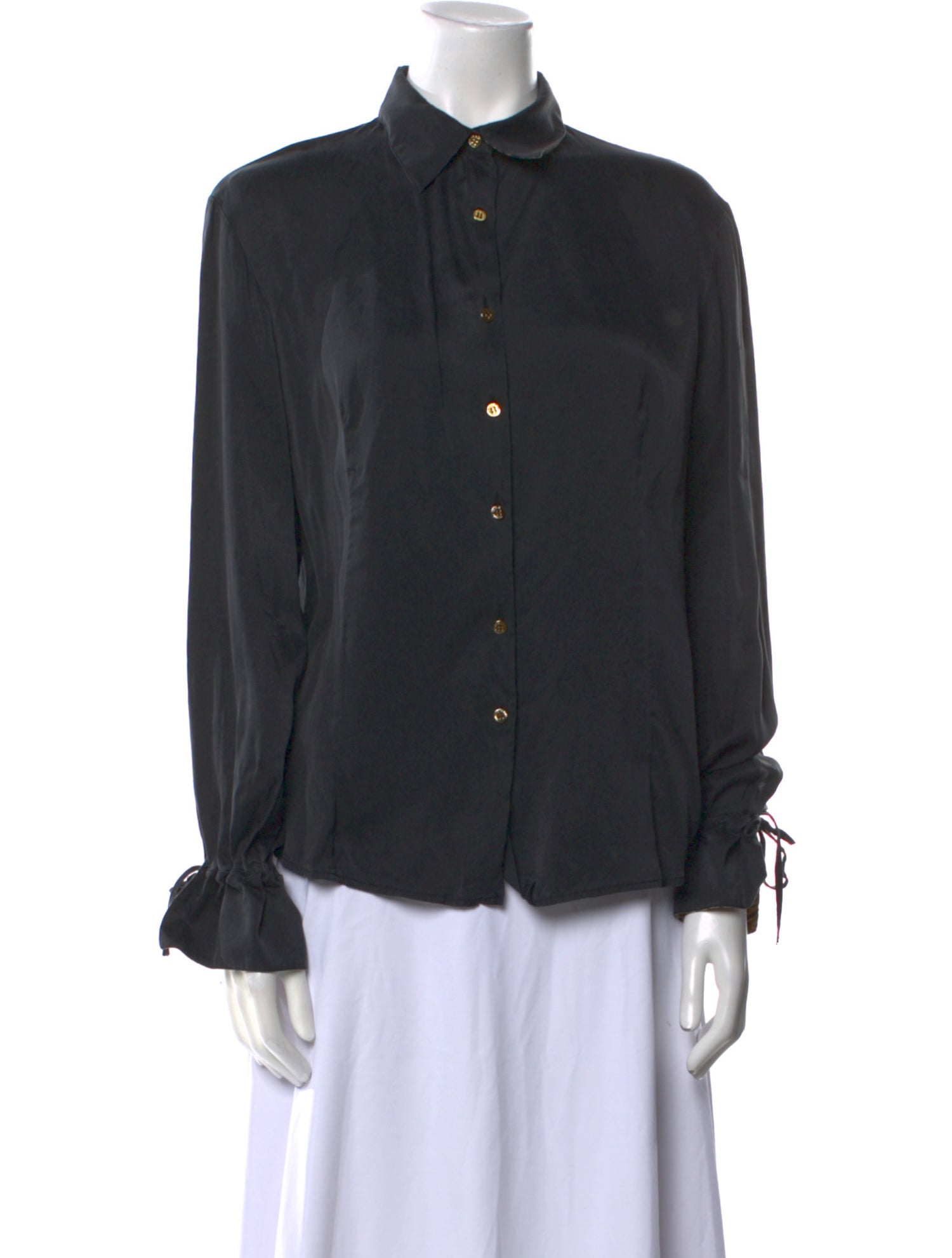Roberto Cavalli Silk Long Sleeve Button-Up Top